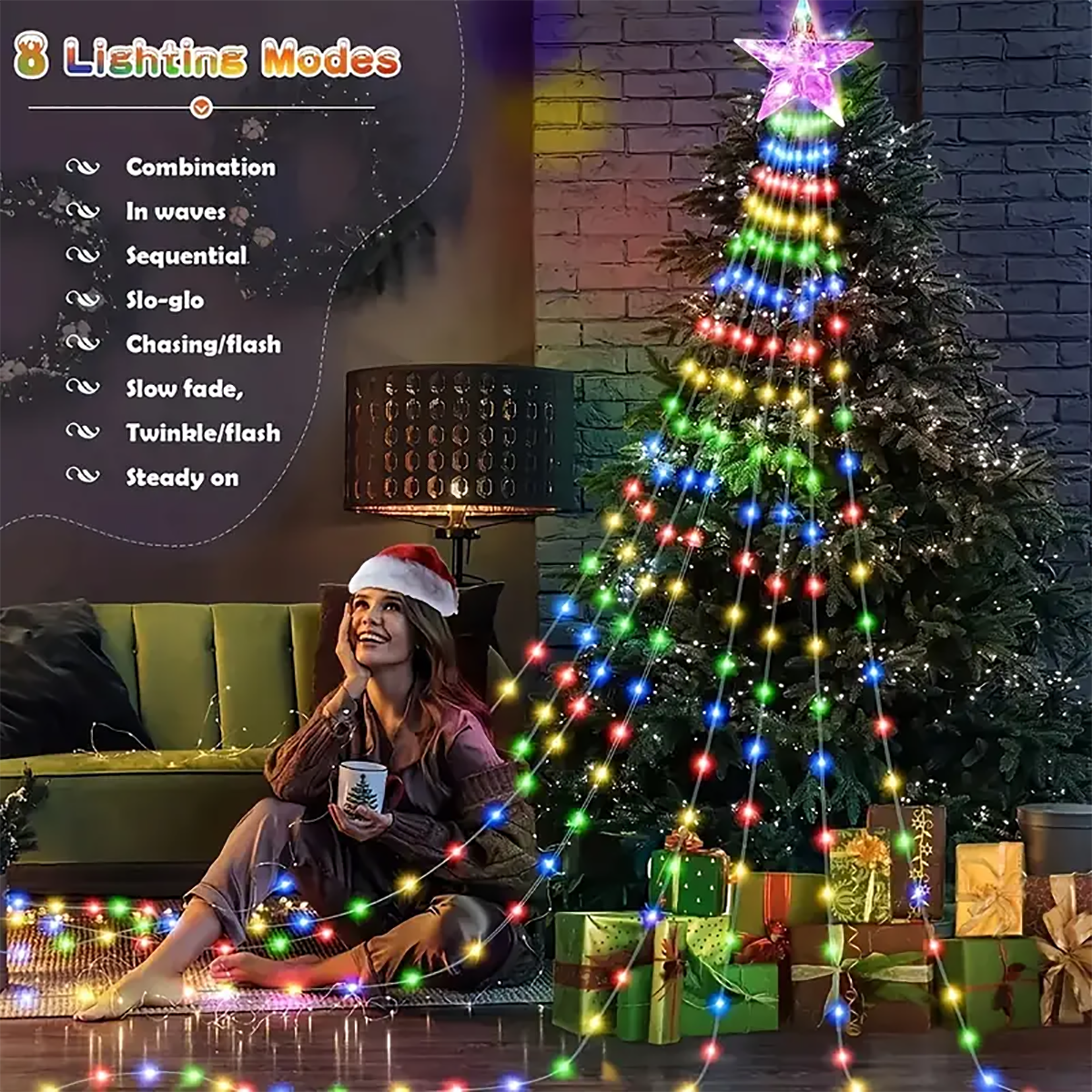 Solar Outdoor LED Fairy Lamp, Christmas Pentagram Waterproof String Light, Holiday and Family Party Garden Decorations – view 2