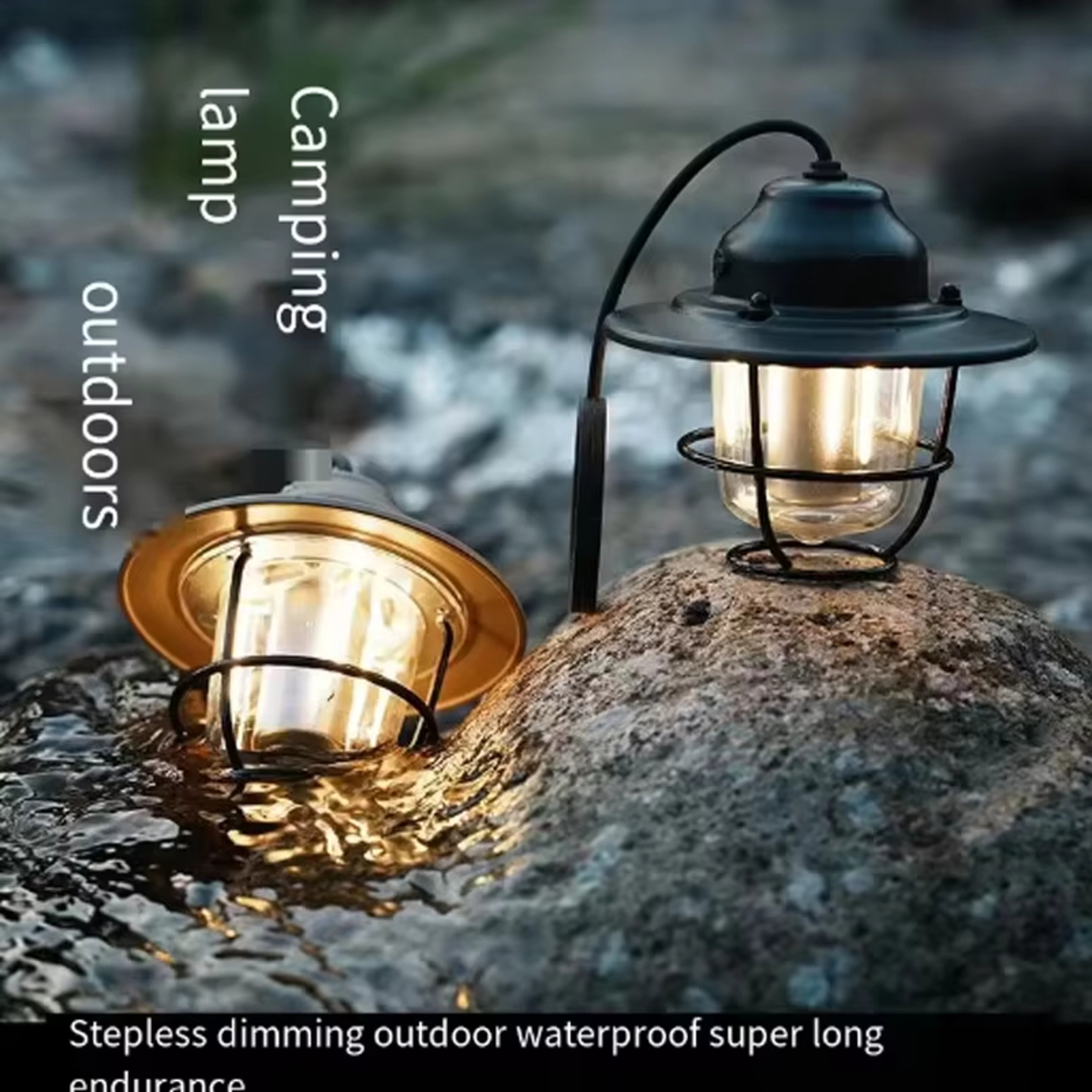 Outdoor Vintage Pendant Light, Portable Rechargeable Tent Lamp, Ultra Long Life Camping Ambient Light – view 1