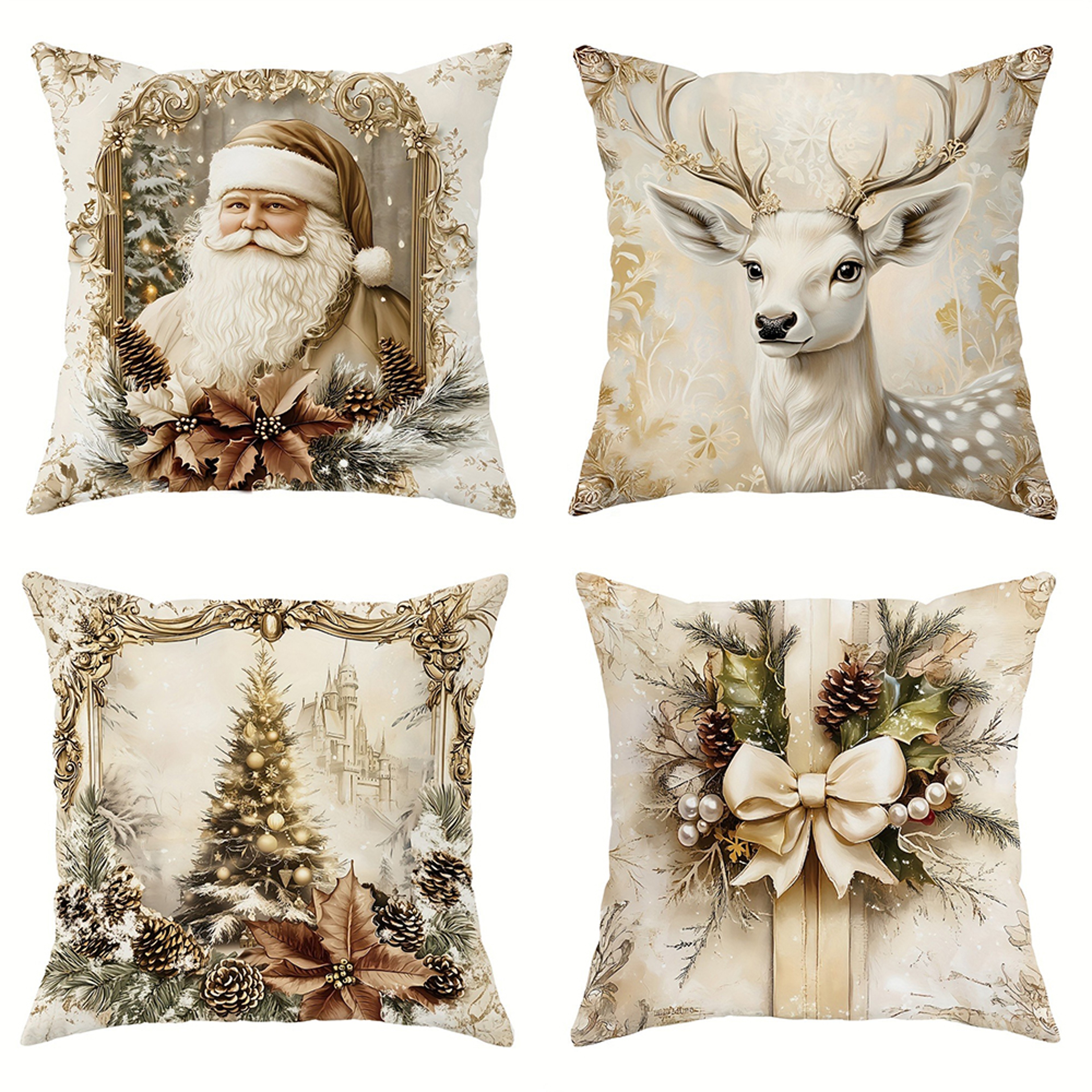 Santa Claus Reindeer Pillow Cover Christmas Decoration Cushion Christmas Tree Sofa Pillowcase Cozy  0