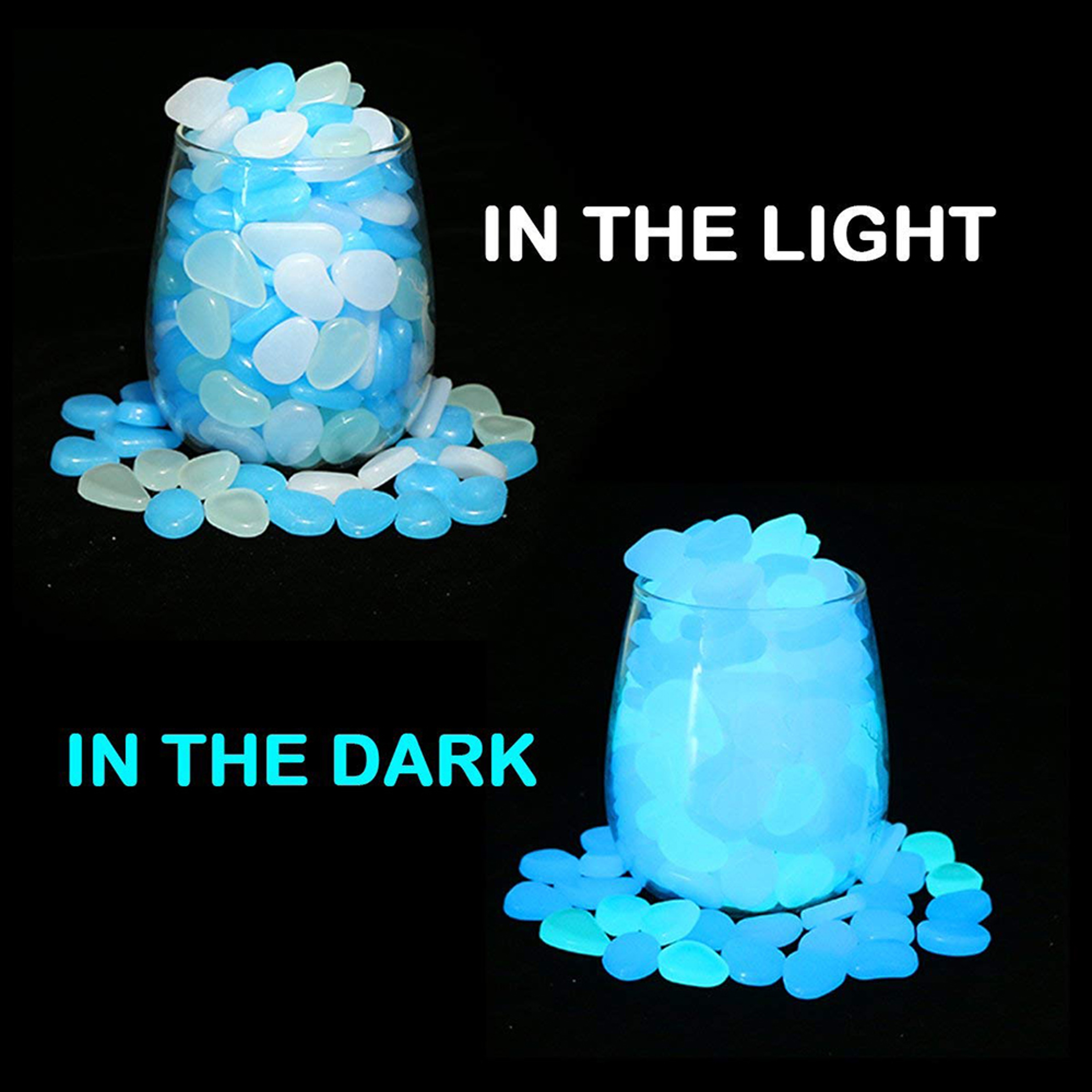 Glow In The Dark Garden Pebbles, Decorative Luminous Stones, DIY Fairy Garden Rocks, Yard and Walkway Decor – view 3