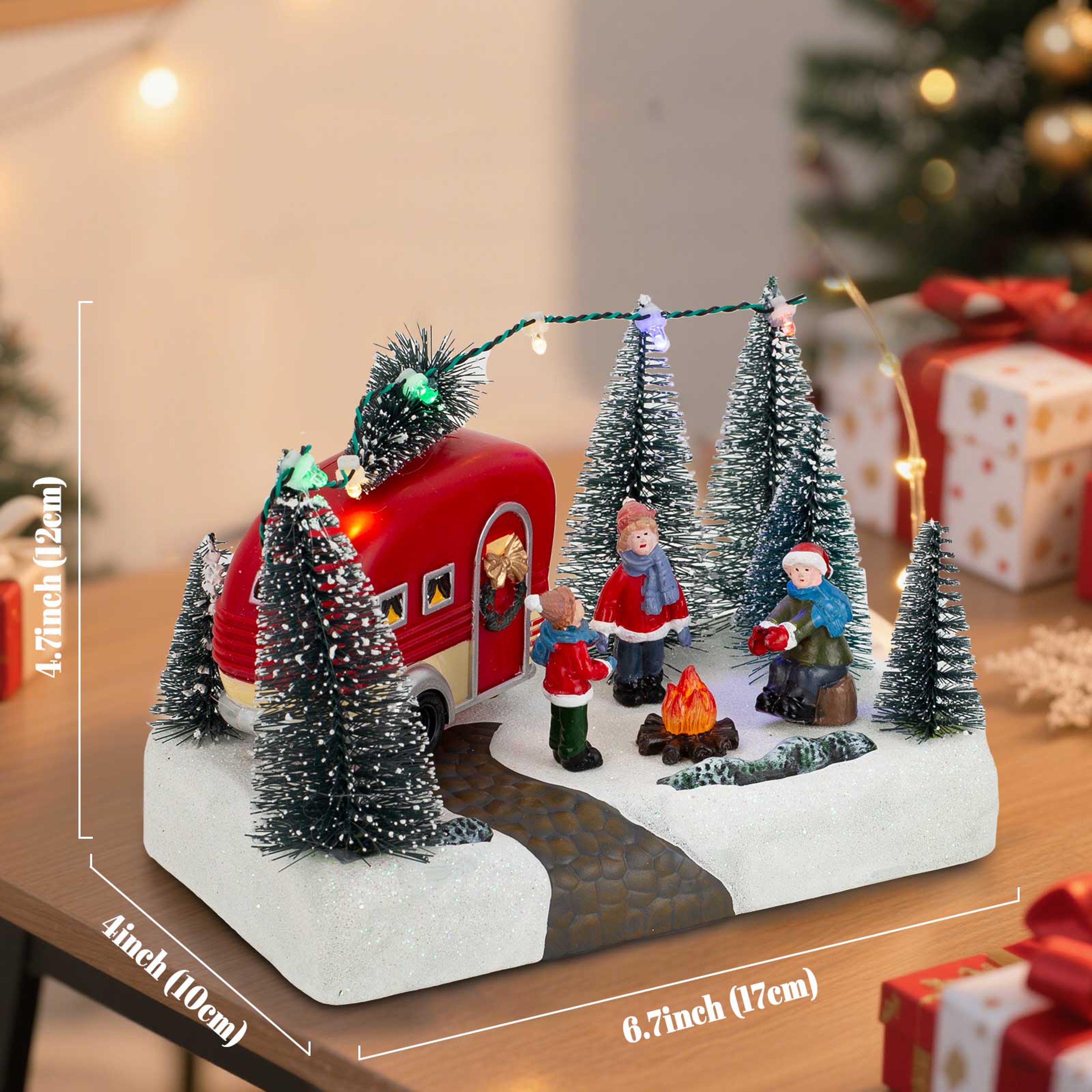 LED Light up Village Collection, Christmas Camper Scene Caravan Figurine, Indoor Table Decor, Festive Holiday Home – view 6