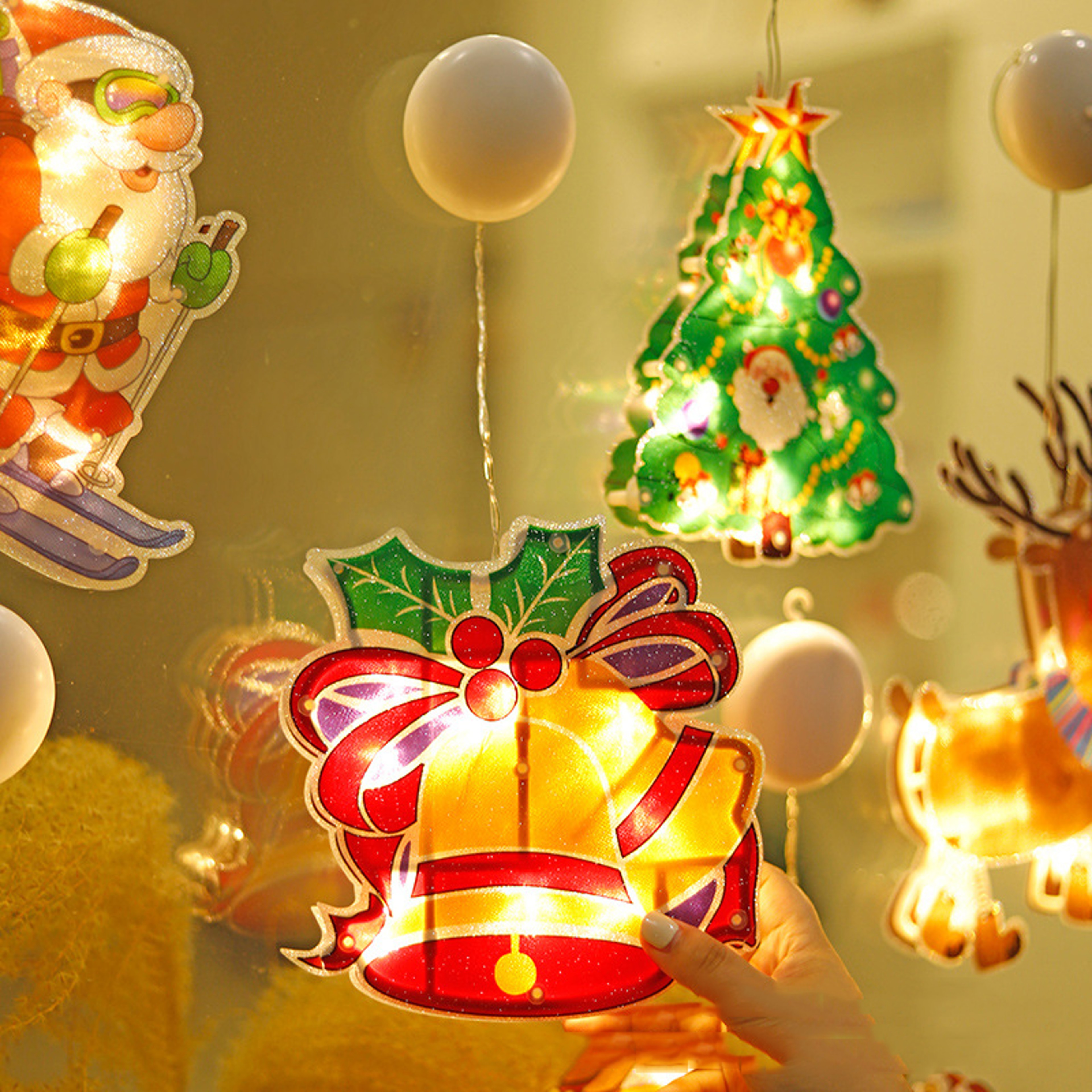 Christmas Decorative Lamp Shop Window Room, Christmas Lamp Window Hanging Lamp, Small Colored LED Sucker Light – view 2