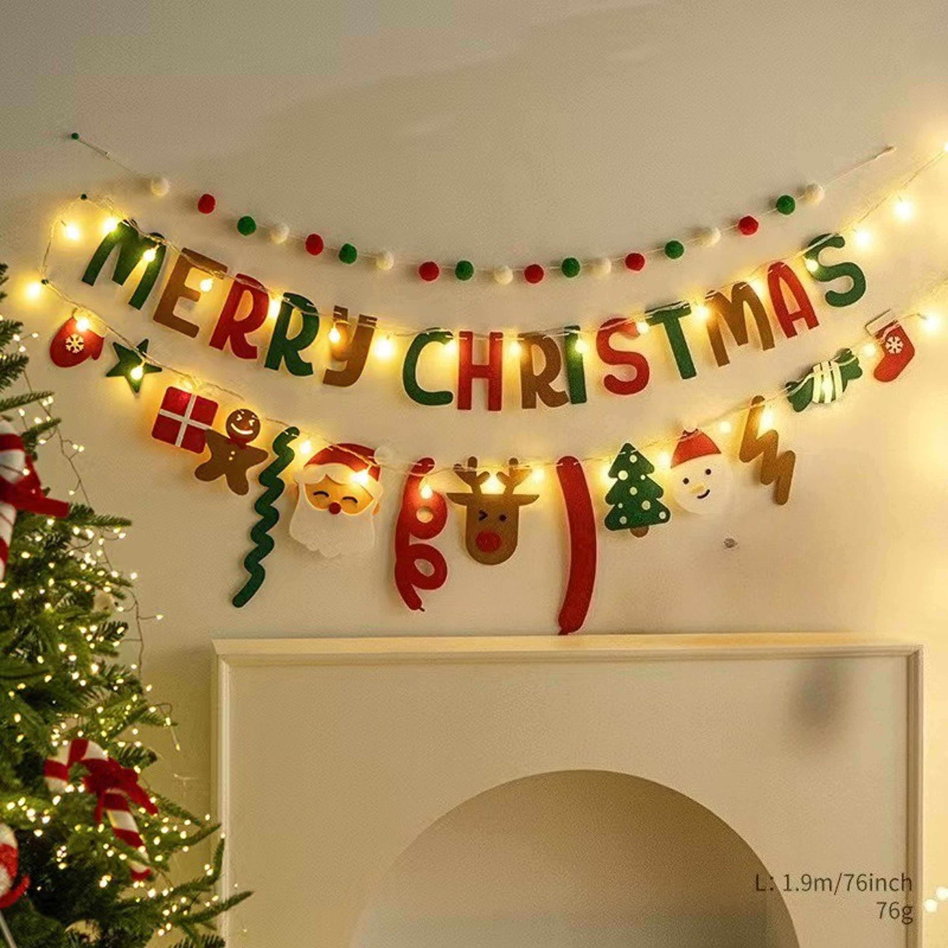DIY Pendant Handmade Decorated For Merry Christmas Christmas Balls Flag LED String Light Hanging Ho 0