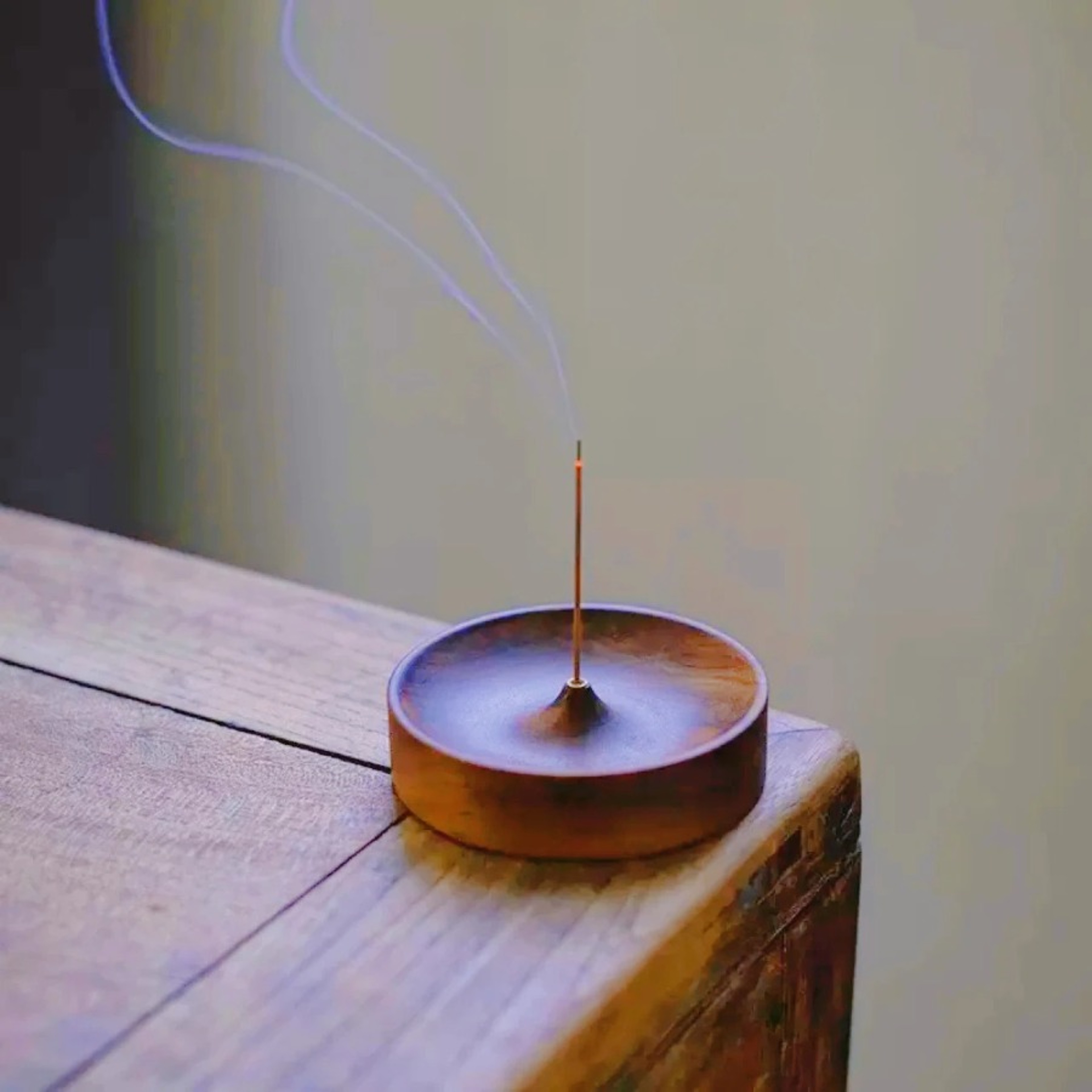 Solid Wood Incense Burner Handmade Tea Ceremony Round Holder Agarwood Tray For Stick Incense 1