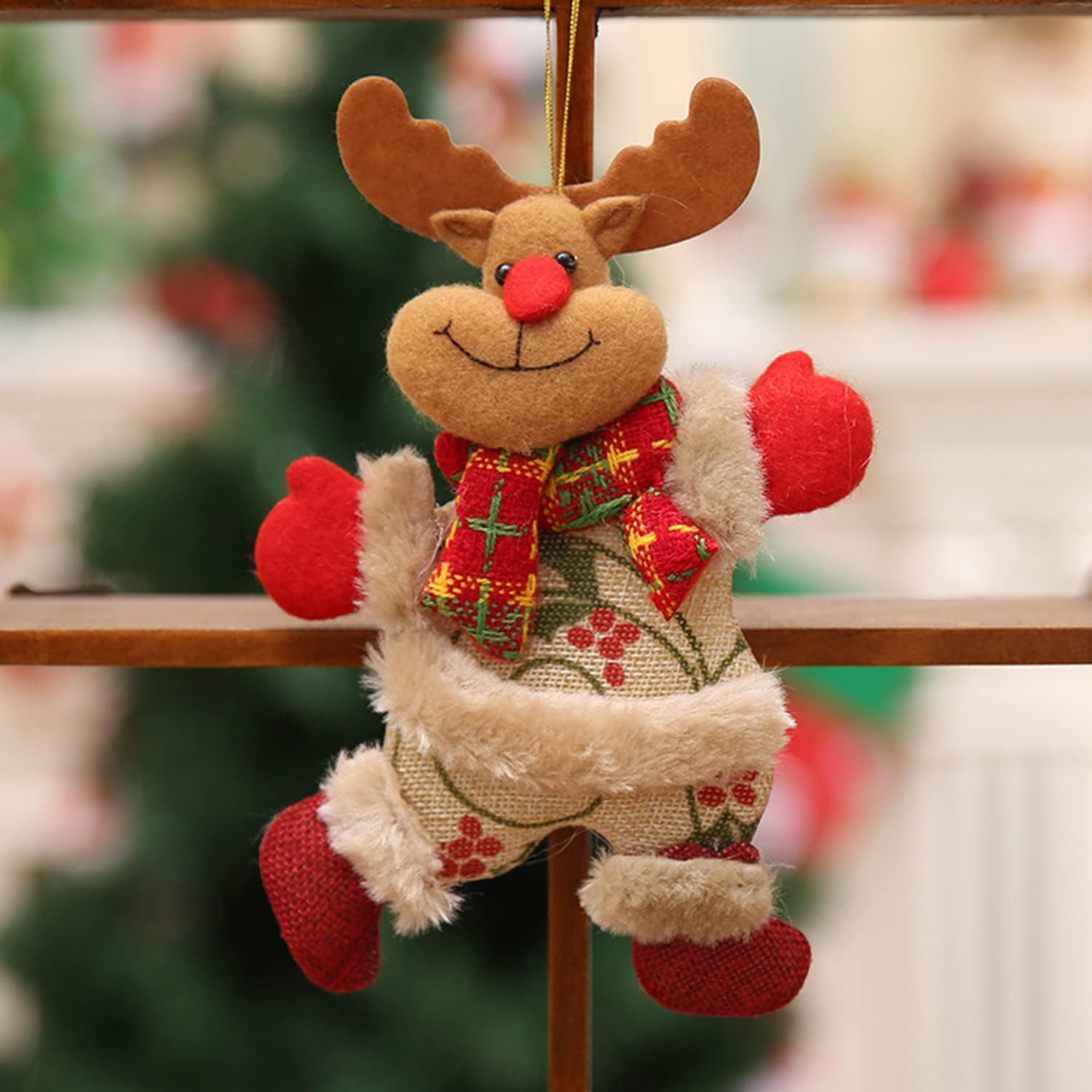 Plush Hanging Ornaments, Christmas Tree Decorations, Snowman Reindeer Bear, Holiday Party Supplies, Kids Room Window – view 8