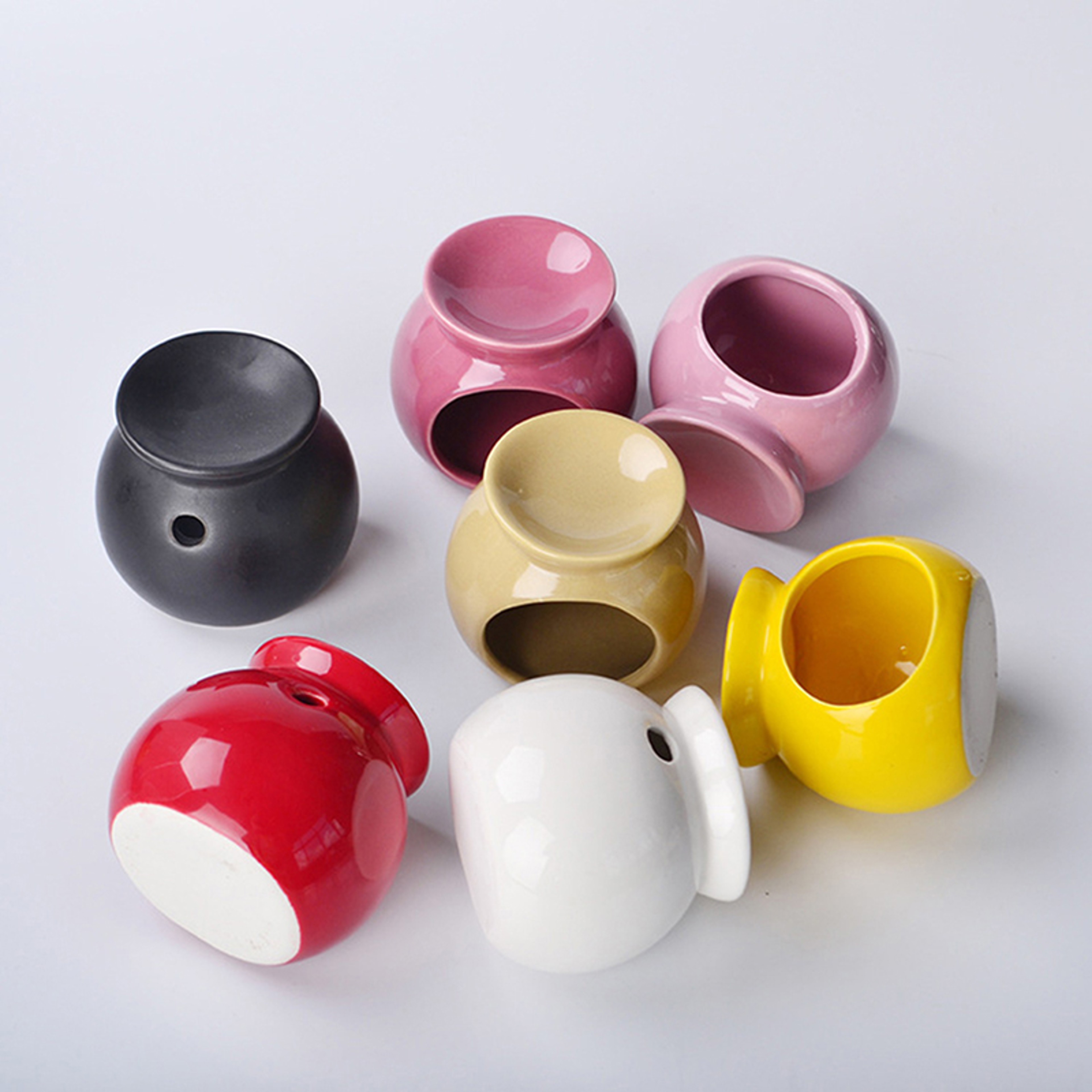 Porcelain Aroma Burner Essential Oil Furnace Mini Candle Holder Solid Color Ceramic Crafts Aromathe 4