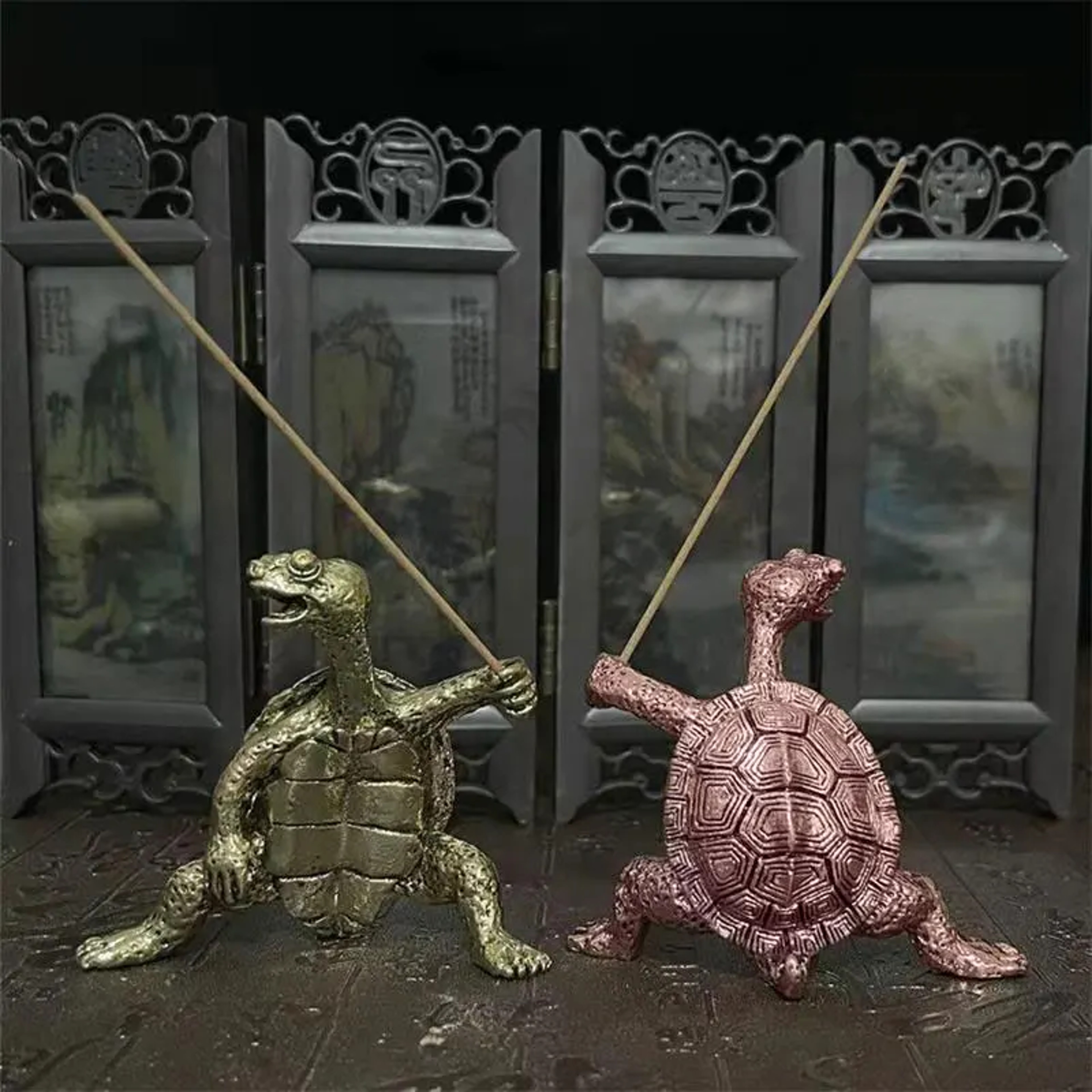 Mini Metal Turtle Incense Holder Meditation Buddha Sandalwood Stick Burner Funny Animal Home Decor 1