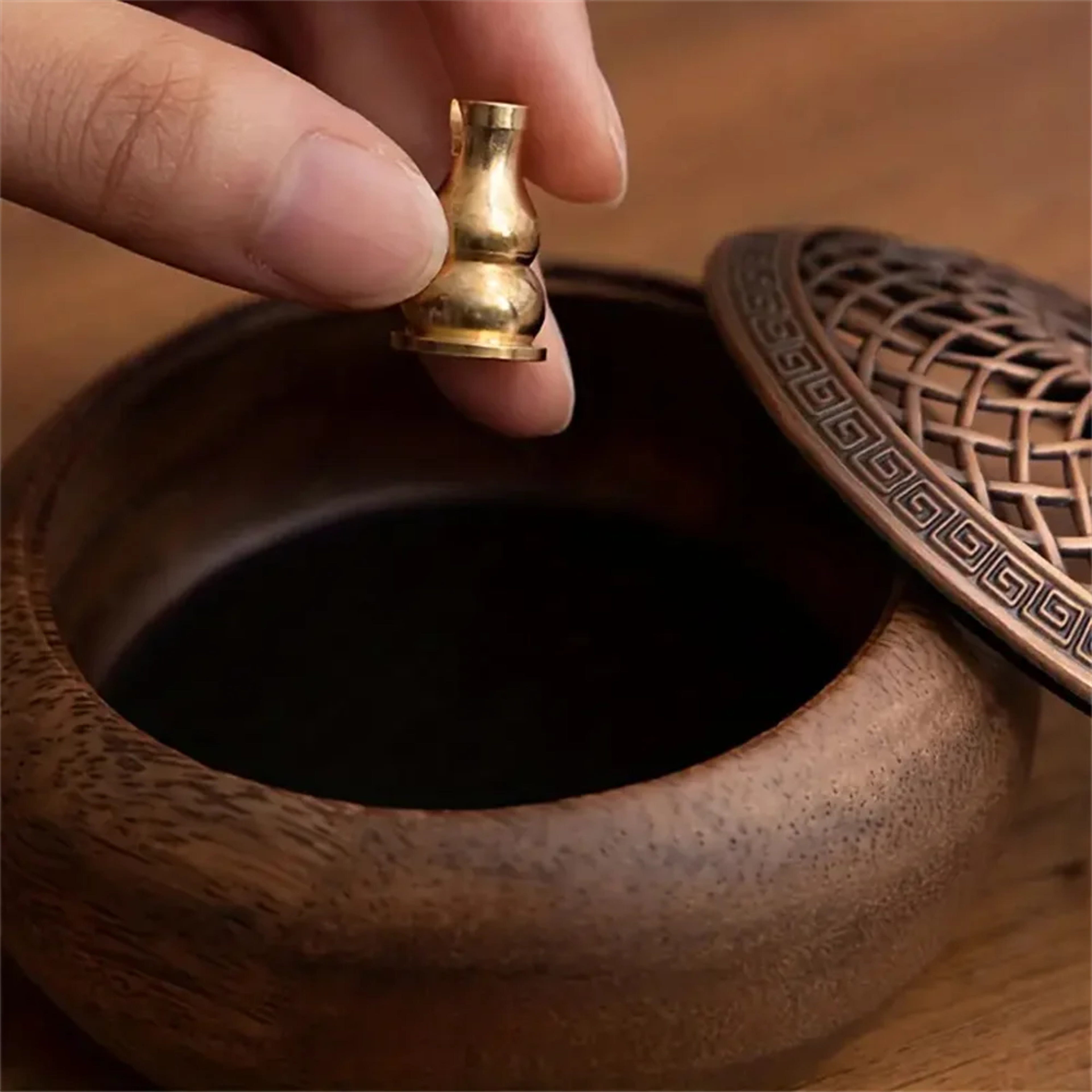 Walnut Incense Burner Zen Tea Ceremony Decor Ancient Style Sandalwood Agarwood Smoked Creative Orna 3