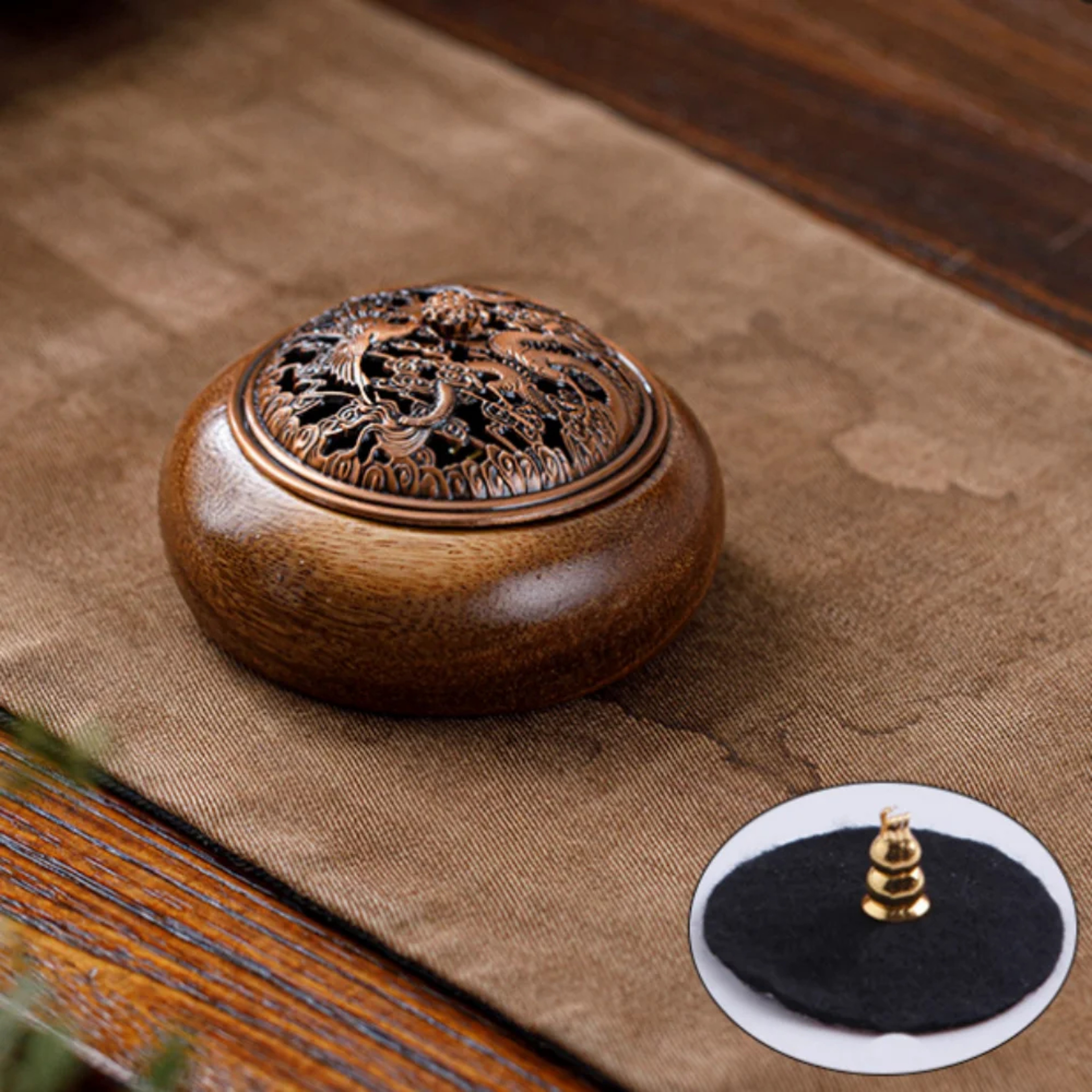 Walnut Incense Burner Zen Tea Ceremony Decor Ancient Style Sandalwood Agarwood Smoked Creative Orna 6