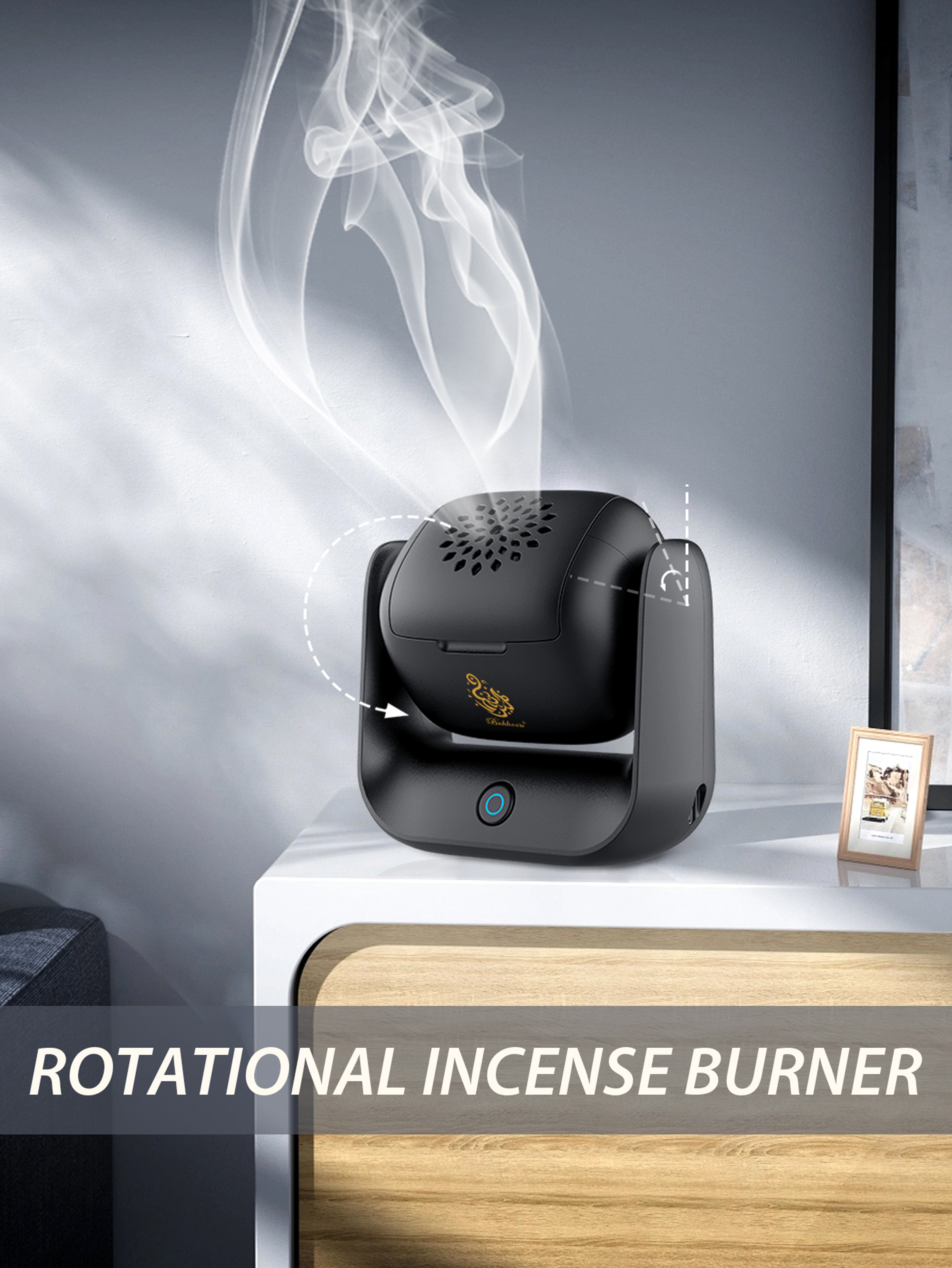 Rotatable Electronic Incense Burner, High Quality Arabian Censer, USB Rechargeable Rotational Aroma Machine – view 1