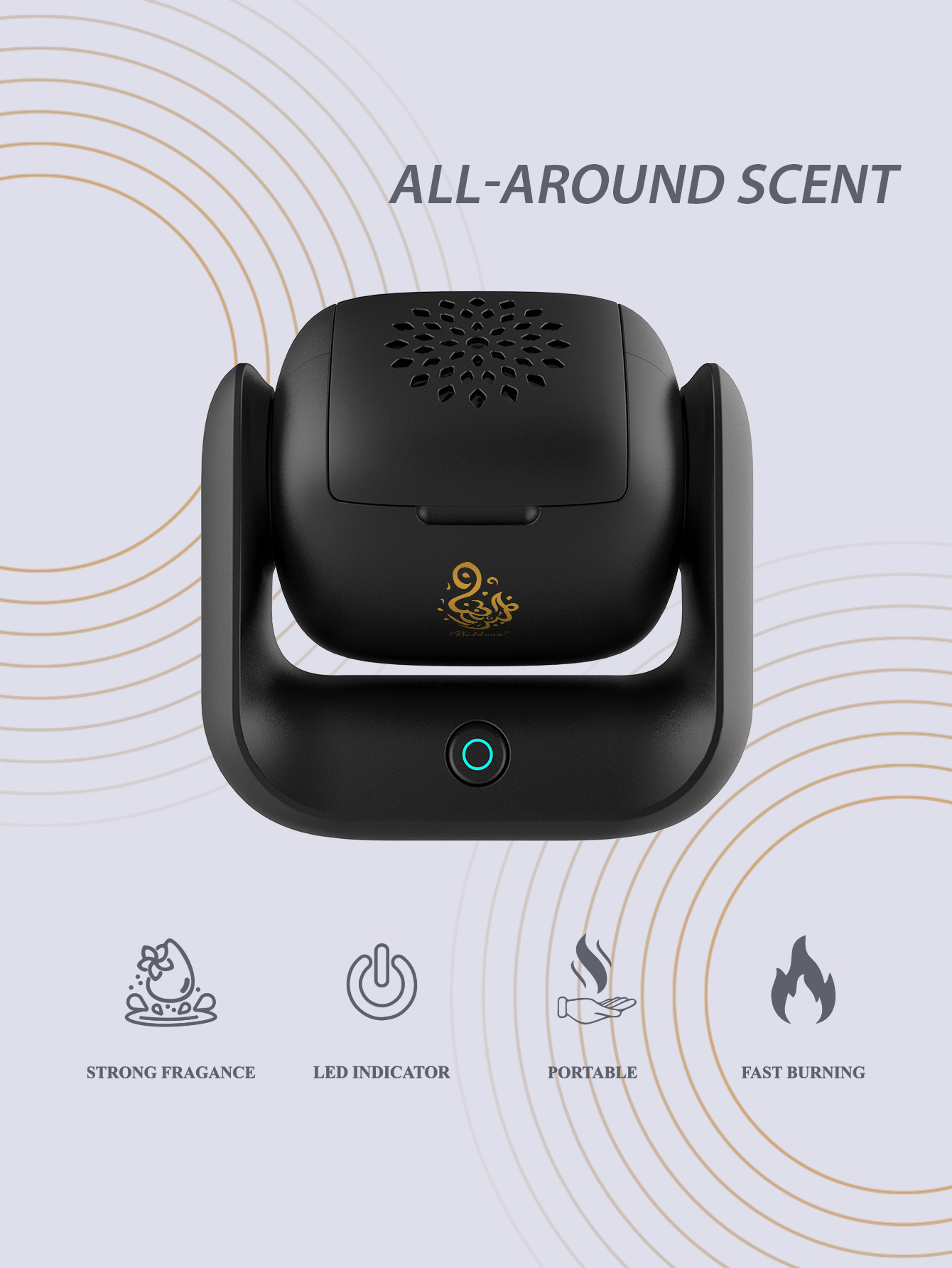 Rotatable Electronic Incense Burner, High Quality Arabian Censer, USB Rechargeable Rotational Aroma Machine – view 5