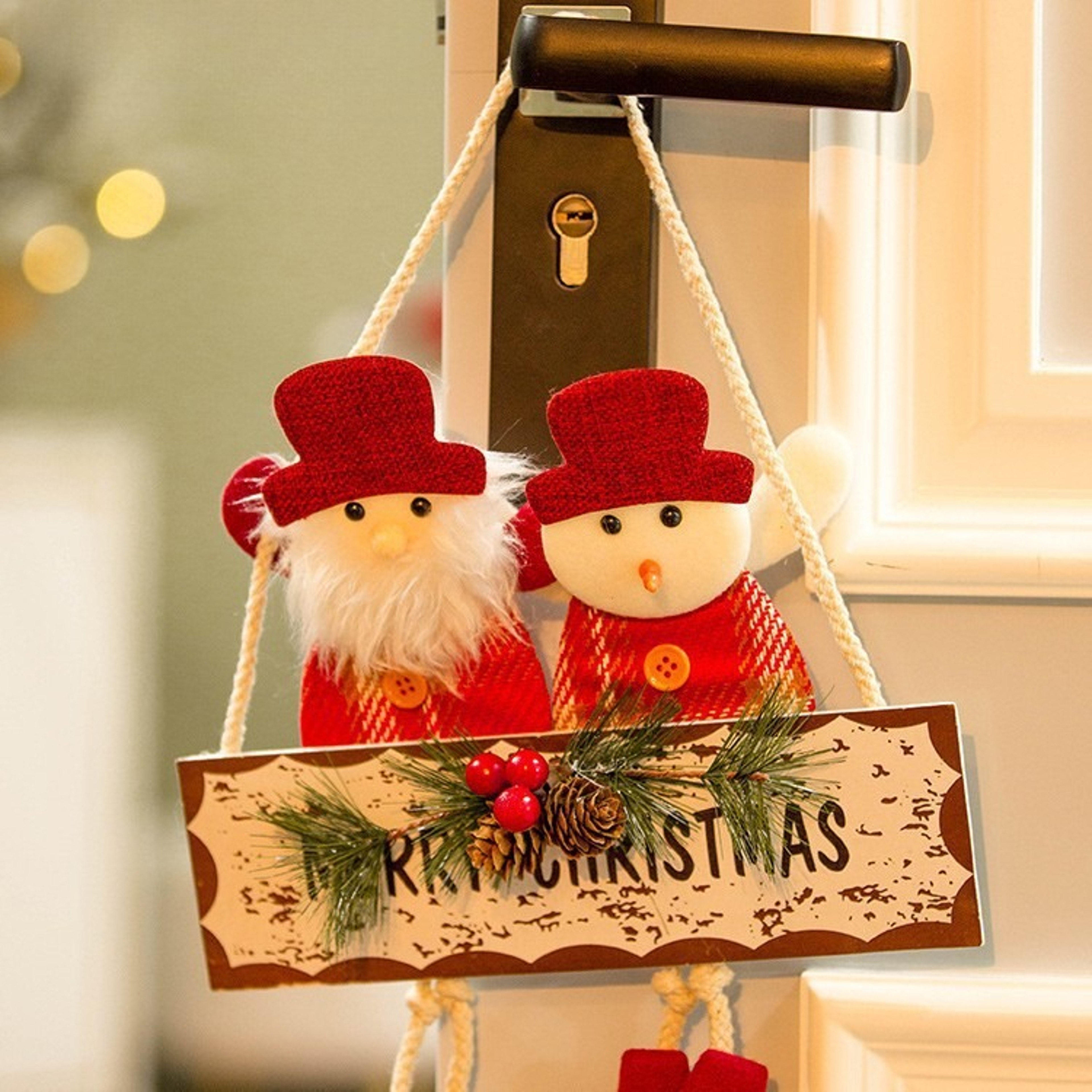 Double Headed Snowman Reindeer Door Pendant Christmas Door Decoration Window Indoor Scene Decoratio 4