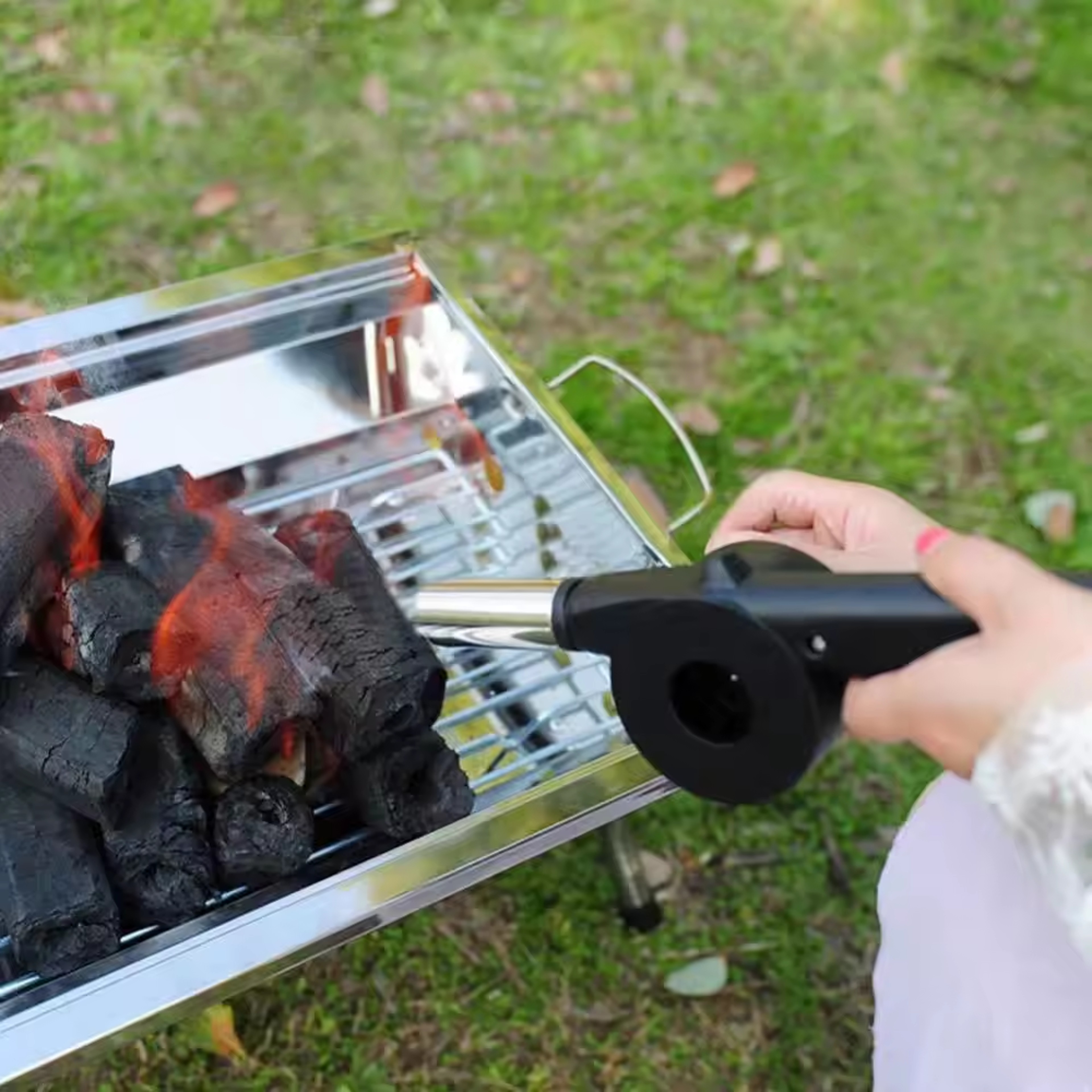 Picnic Camping Accessorie, Portable Barbecue Fan, Hand Cranked Air Blower BBQ Tool, Fire Bellow, Outdoor BBQ Accessories – view 1
