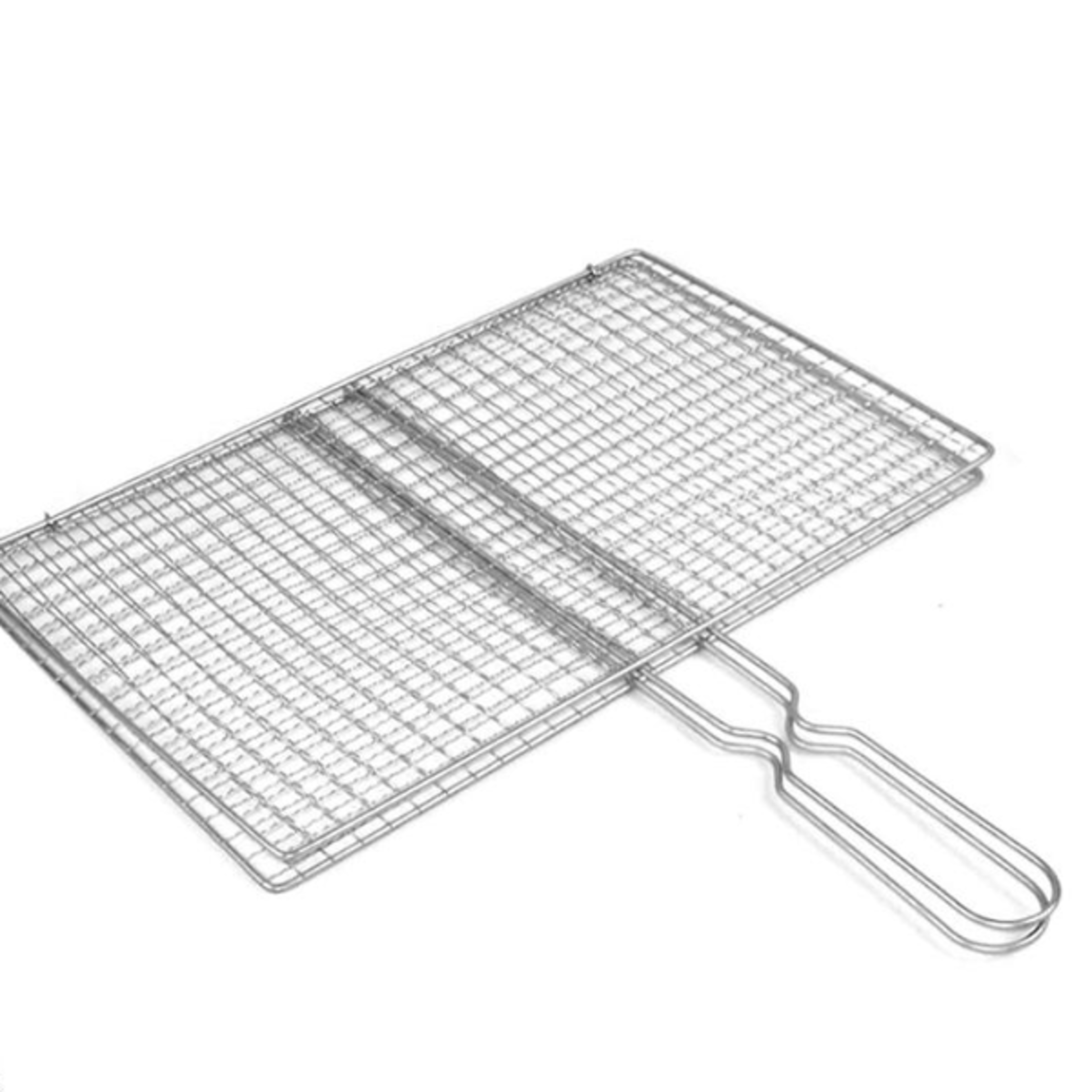 Barbecue Grilling Basket BBQ Net Steak Meat Fish Net Vegetable Silver Iron Mesh Clamp