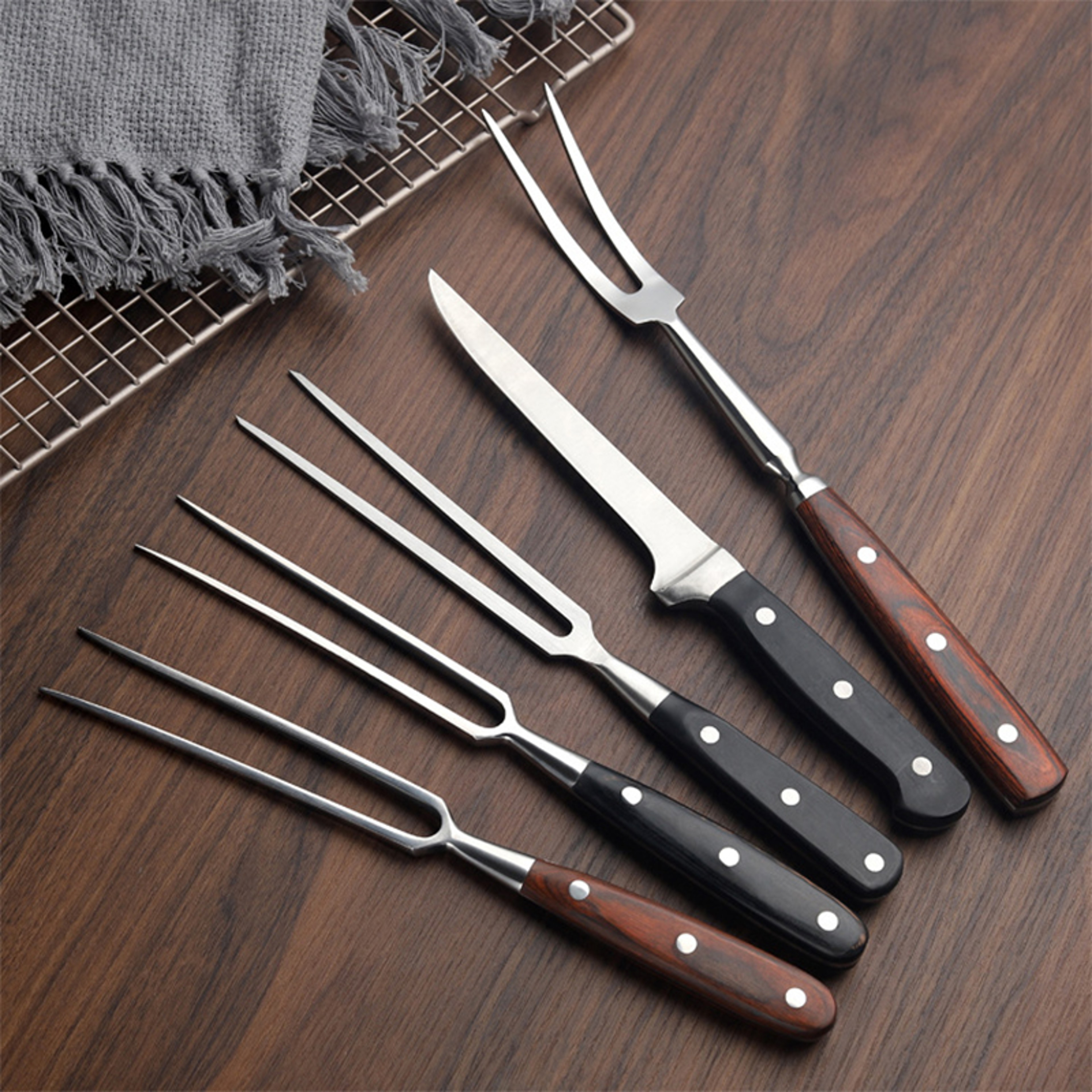Barbecue Fork, Portable Outdoor BBQ, Stainless Steel Grill Tools, Beef Cooking Accessories – view 1