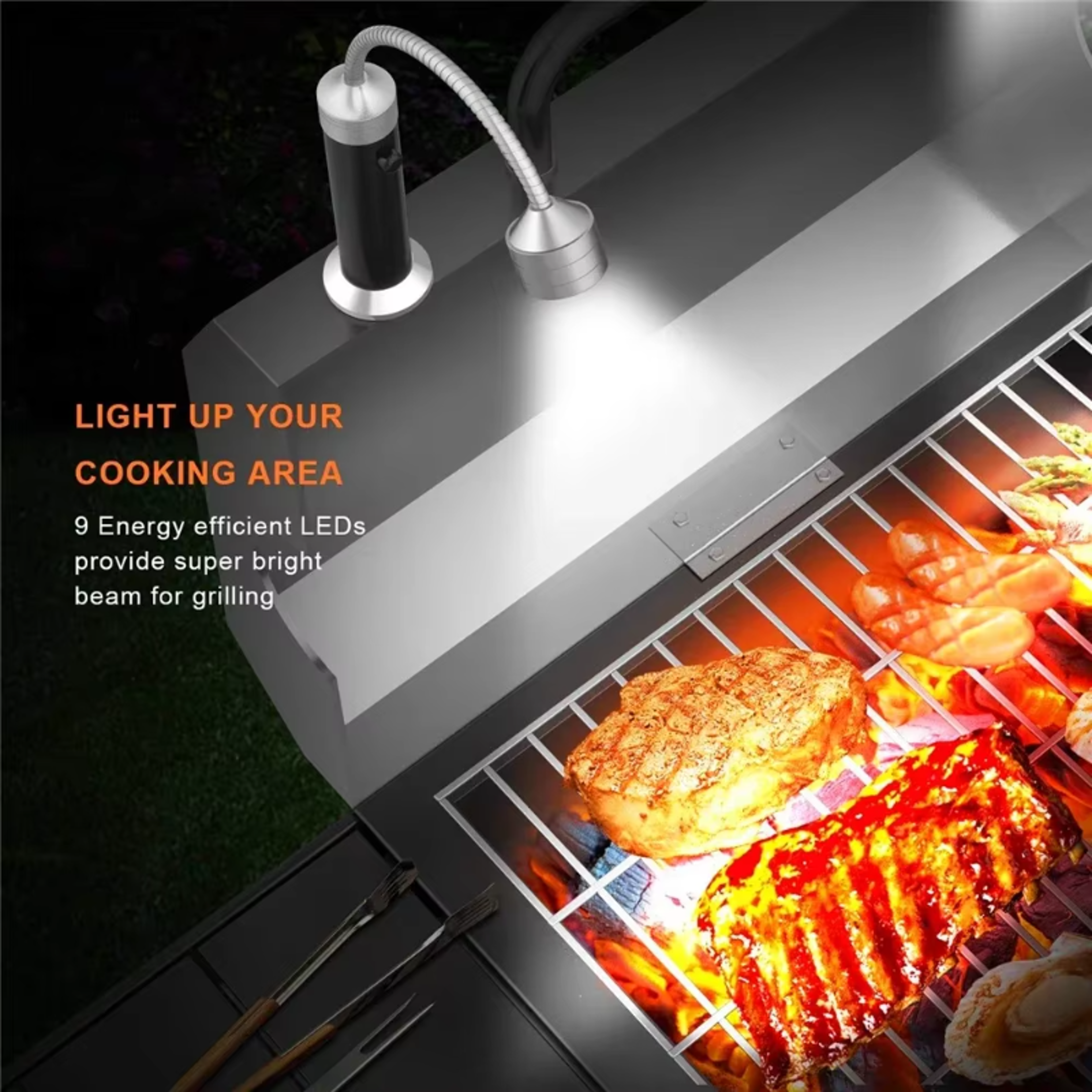 Magnetic BBQ Grill Lights Outdoor LED Gooseneck Lamp Adjustable Flexible Heat Resistant Lantern 4