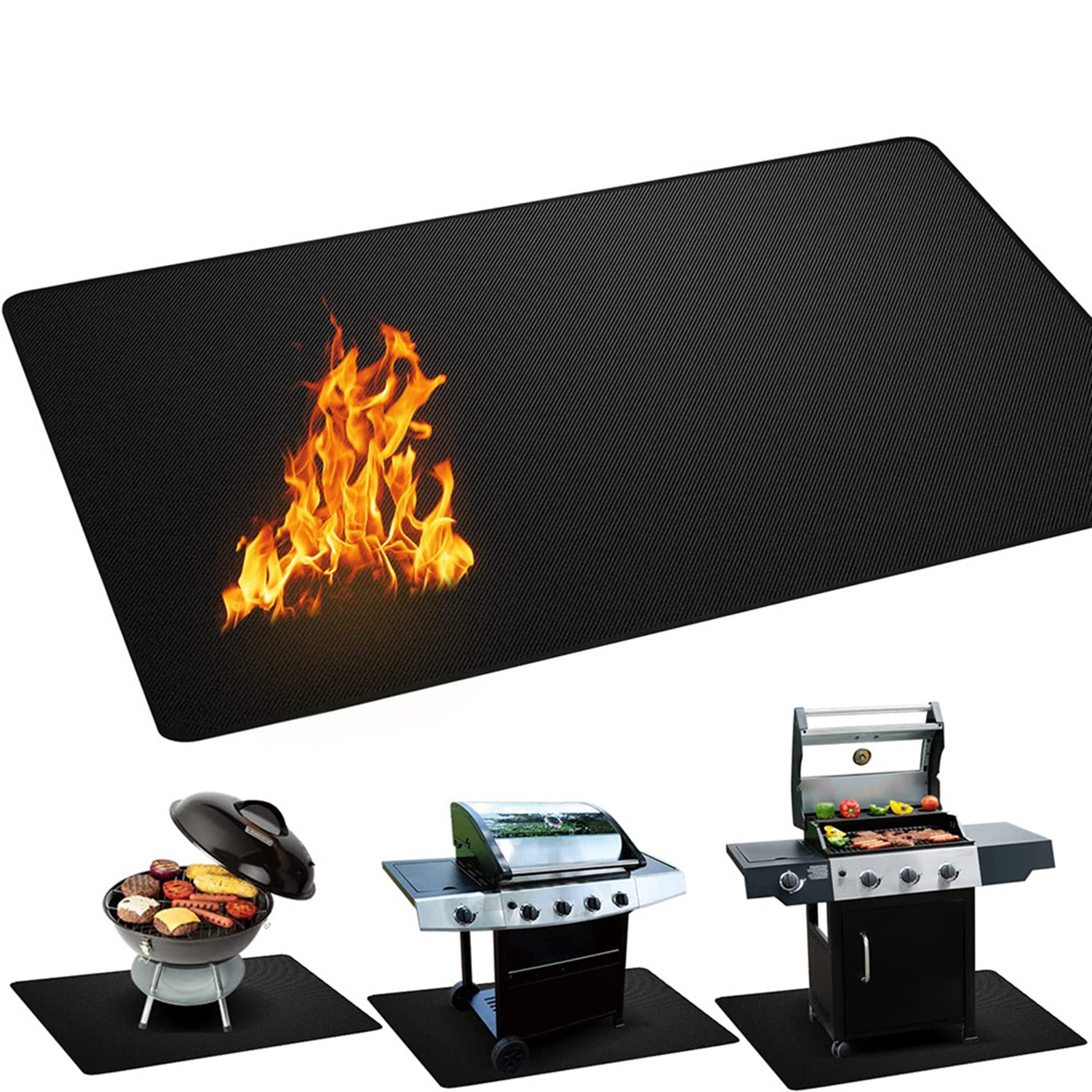 Outdoor Barbecue Grills Mat Oilproof Protective Mat Fire Retardant High Temperature Resistant Pad F 0