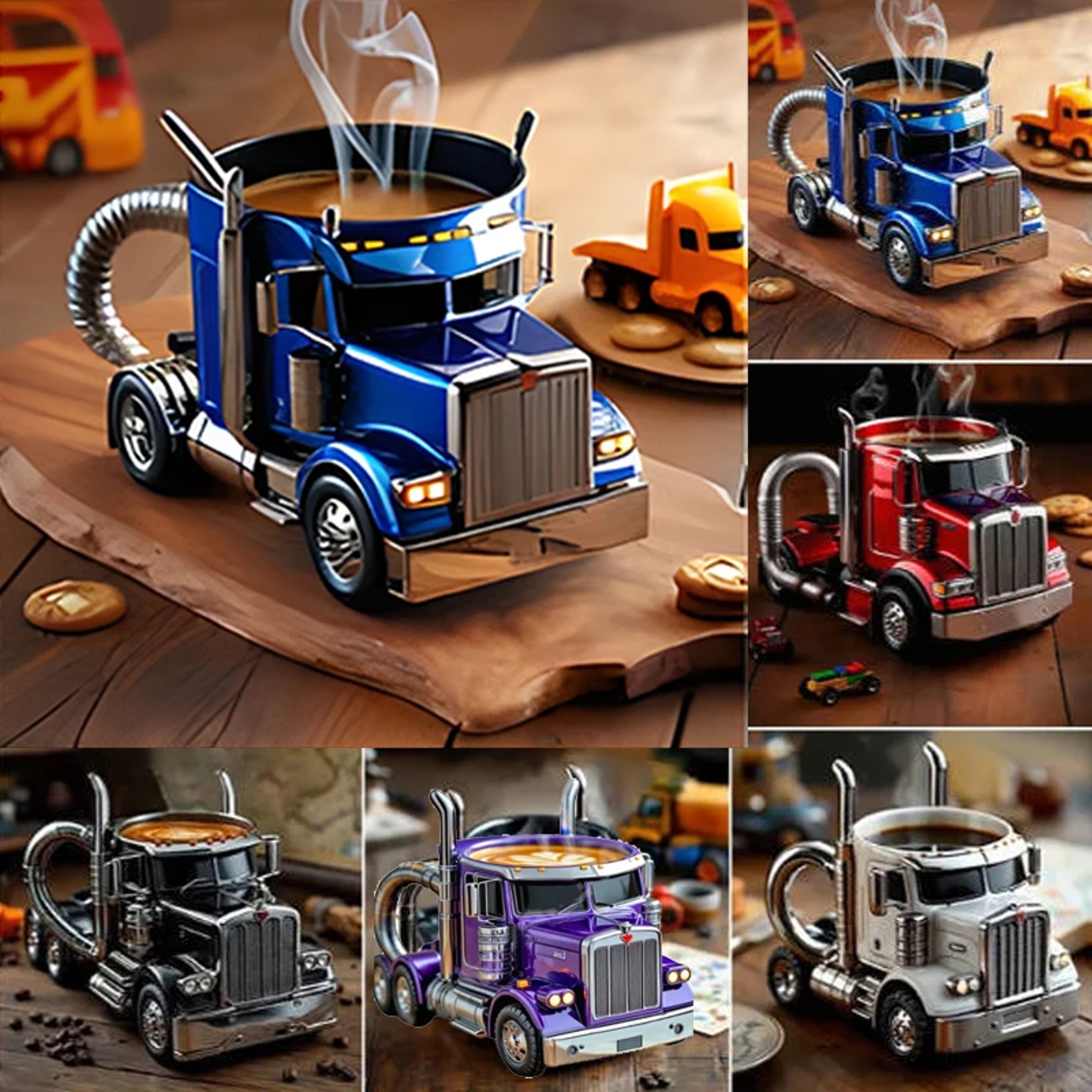 Durable Truck Coffee Mug Semi Truck Coffee Cup Handcrafted Semi Trailer Shaped Mug For Men And Wome