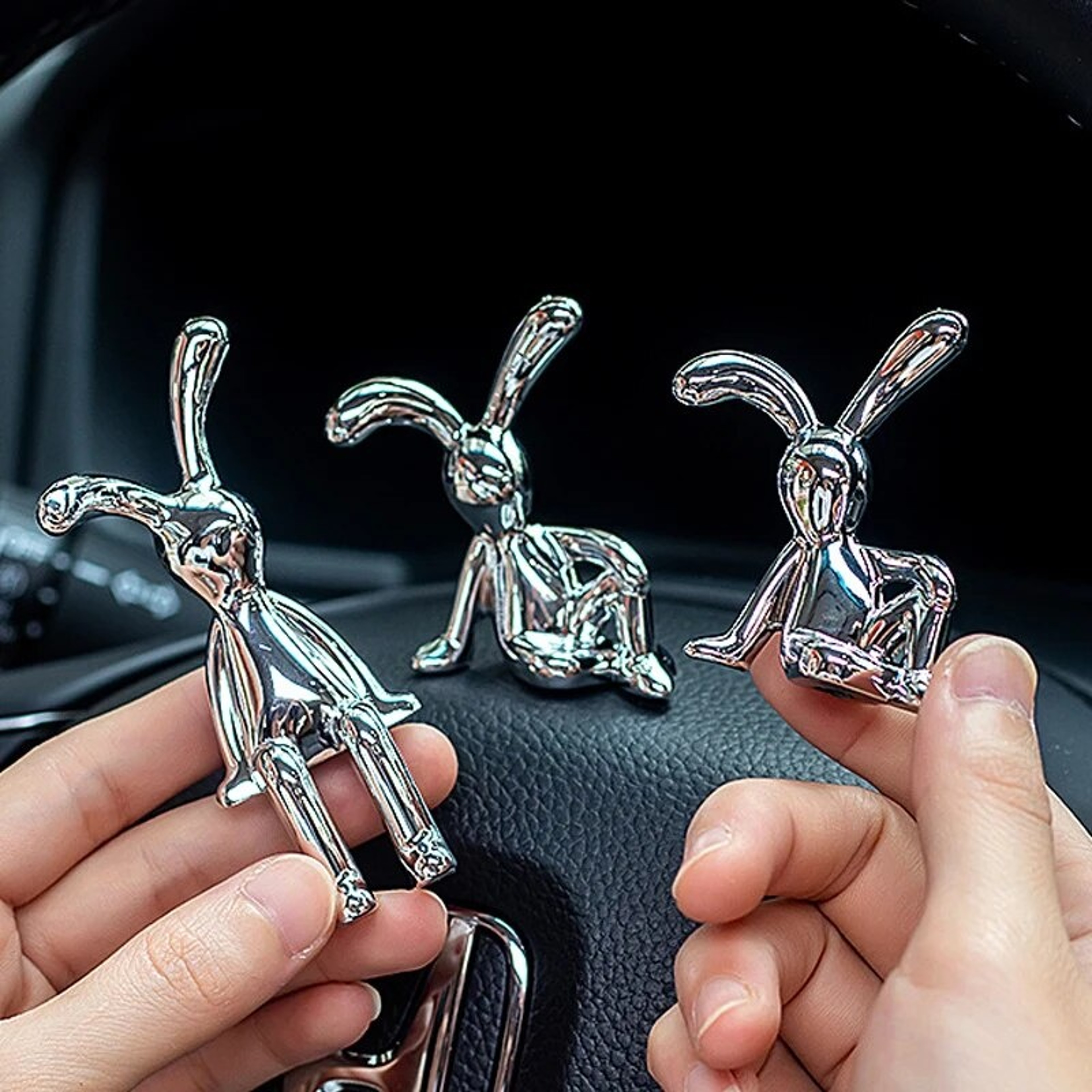 Cartoon Rabbit Ornaments LongEared Sticky Statue Living Room Bedroom Car Desktop Decoration 4