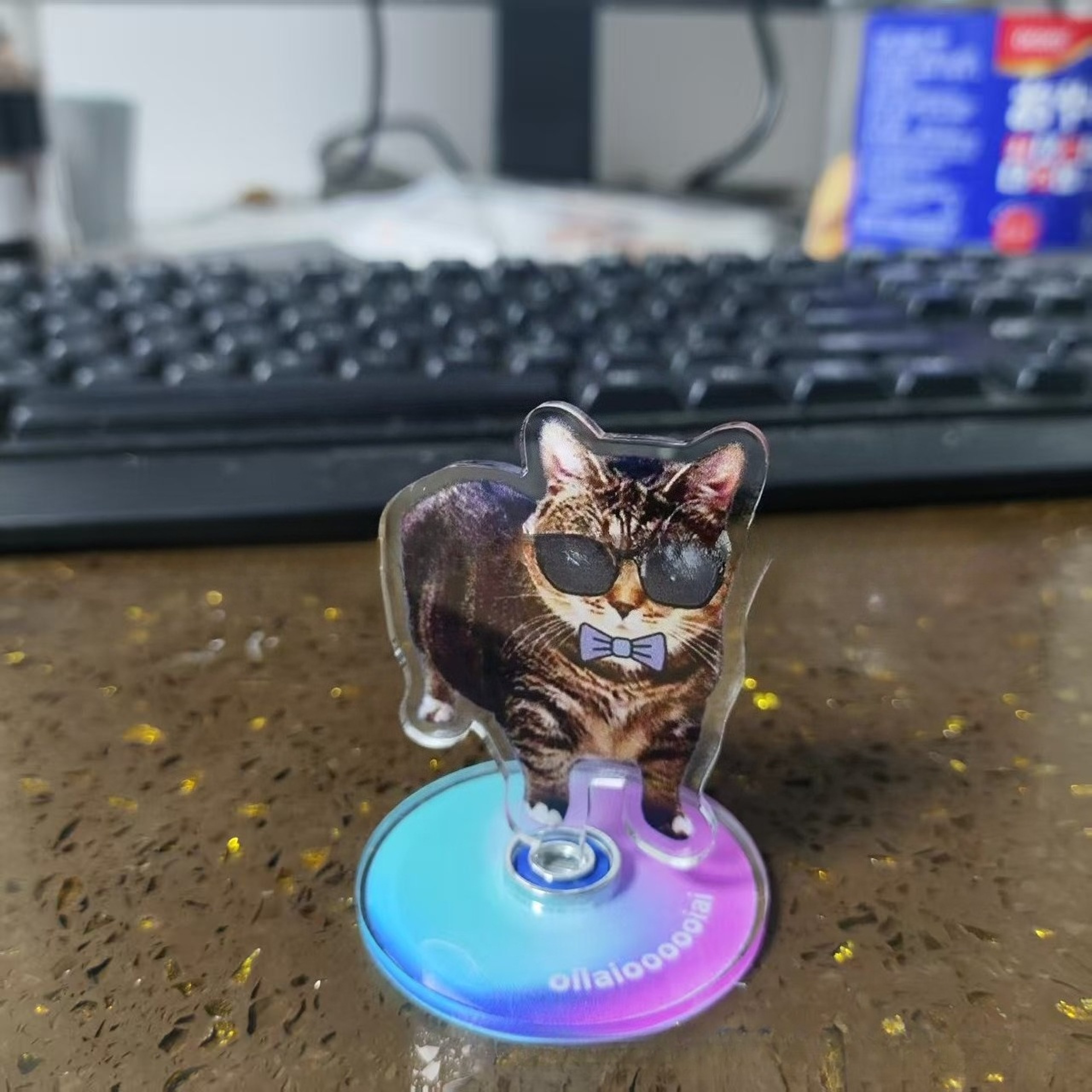 Cute Cat Acrylic Rotating Kitten Stand, Desk Decoration, Home Decor, Car, Motorcycle, Kids, Adults Gifts – view 11