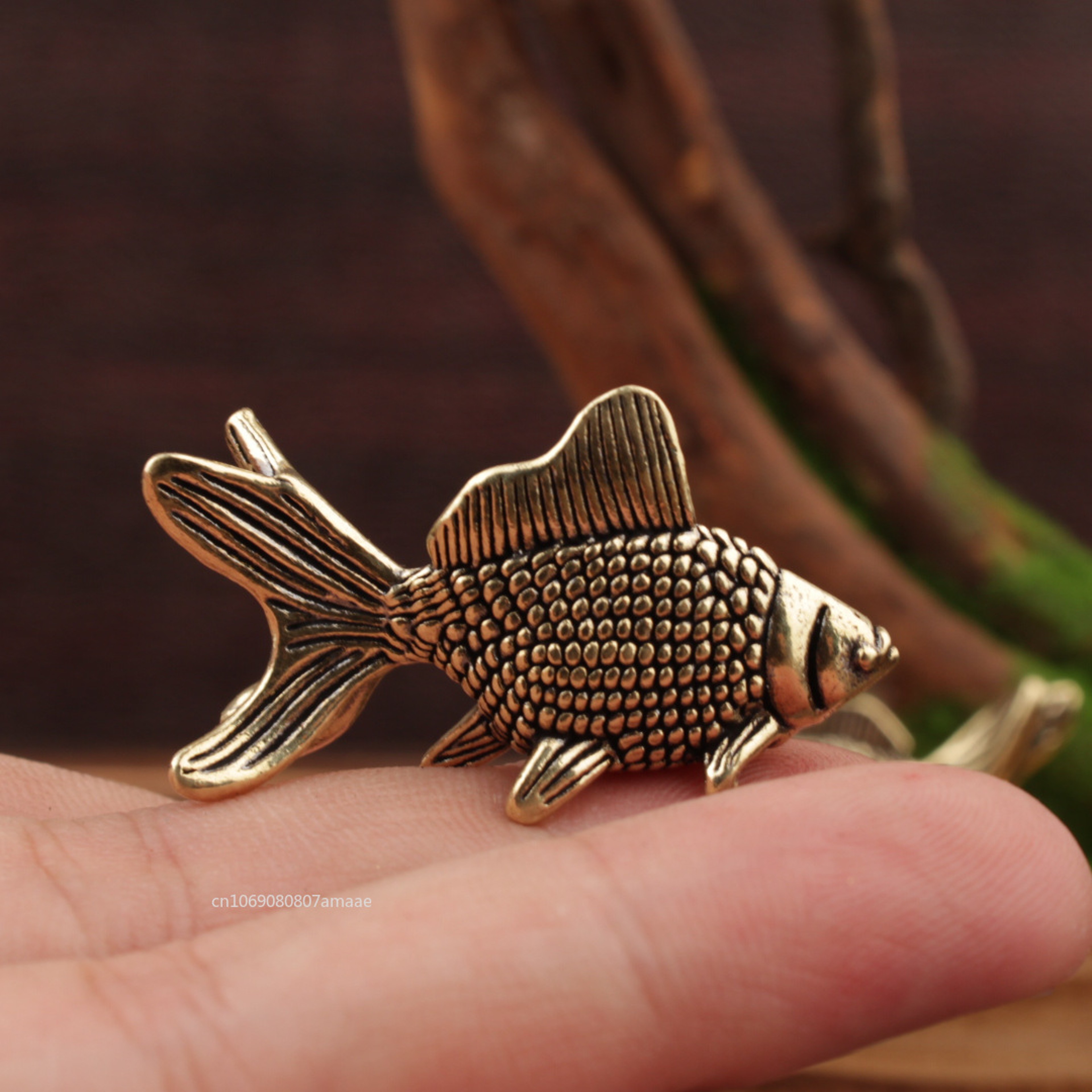 Brass Goldfish Figurines Retro Lucky Animal Statue Miniatures Ornament Home Decor Desk Decoration Tea Pet Cute Gifts – view 3