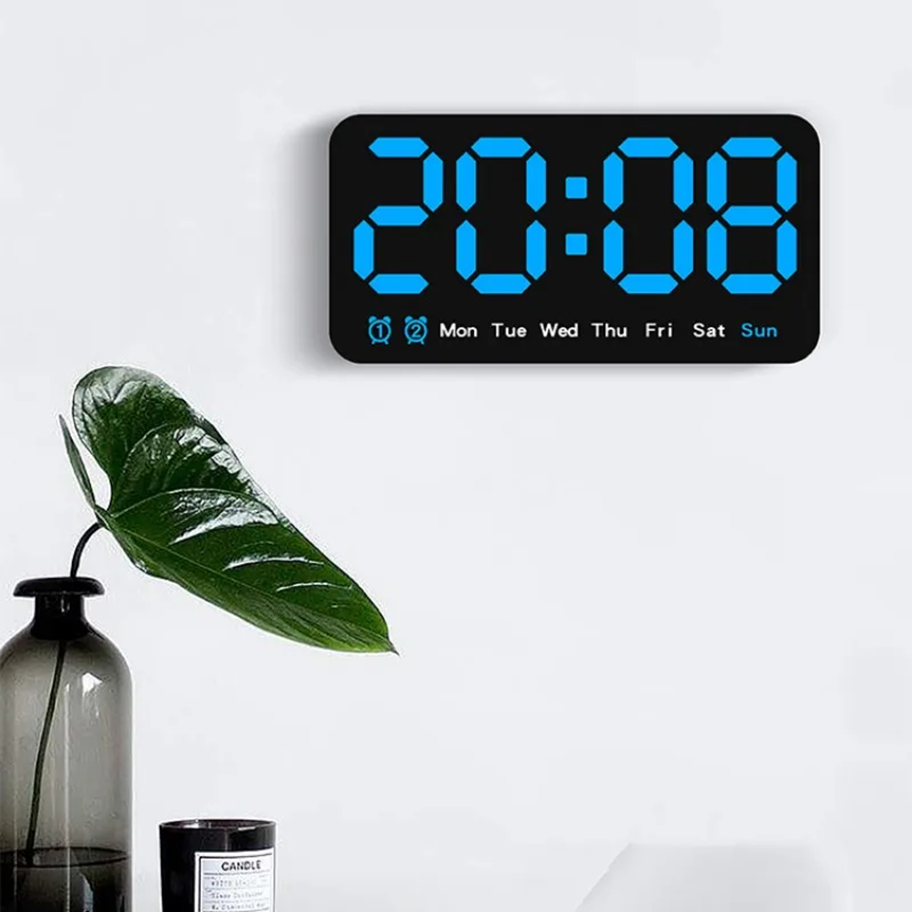 Voice Control Large Digital Wall Clock, Temperature Date Week, DST Snooze Table Clock Dual Alarm Wall-mounted LED Clock – view 1