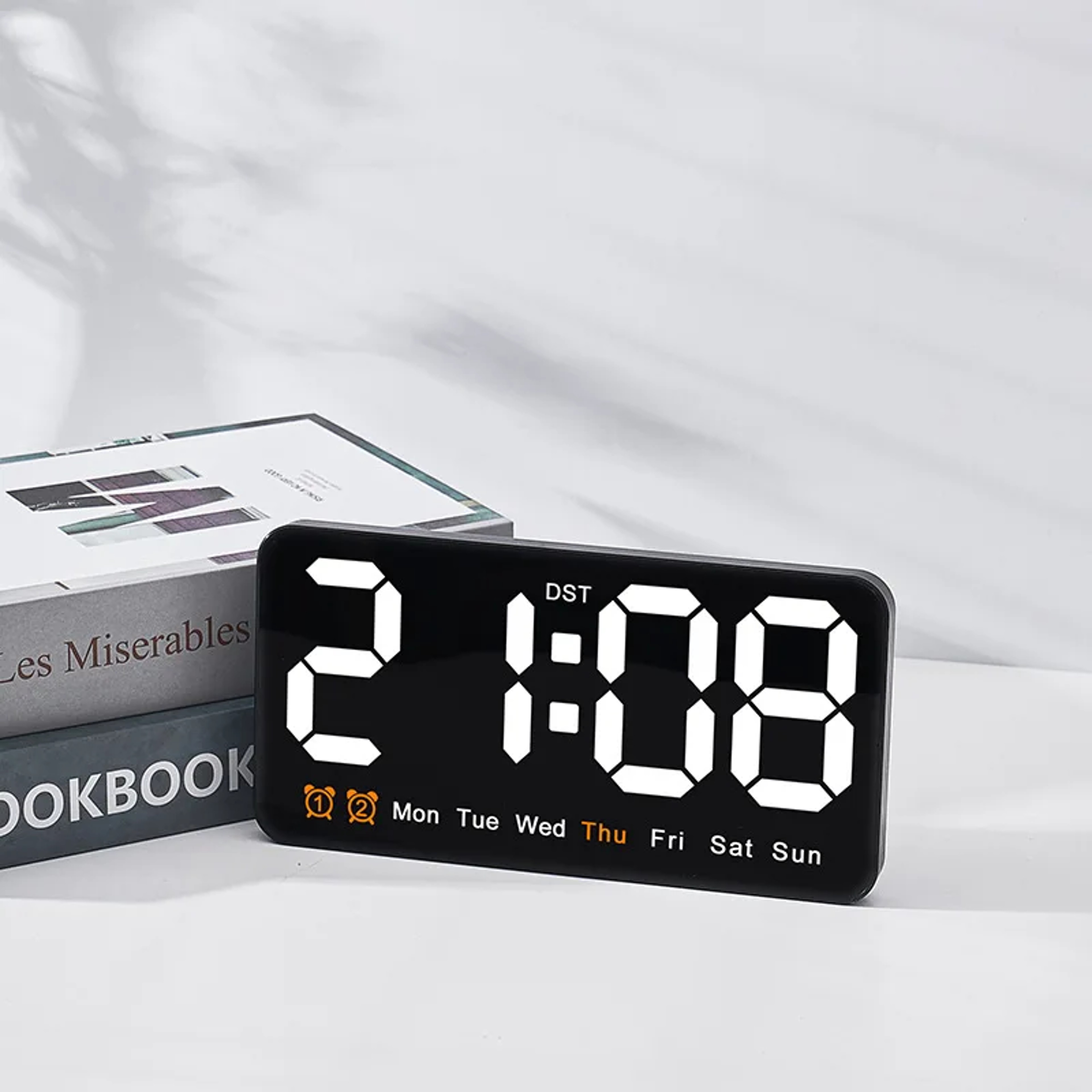 Voice Control Large Digital Wall Clock, Temperature Date Week, DST Snooze Table Clock Dual Alarm Wall-mounted LED Clock – view 4
