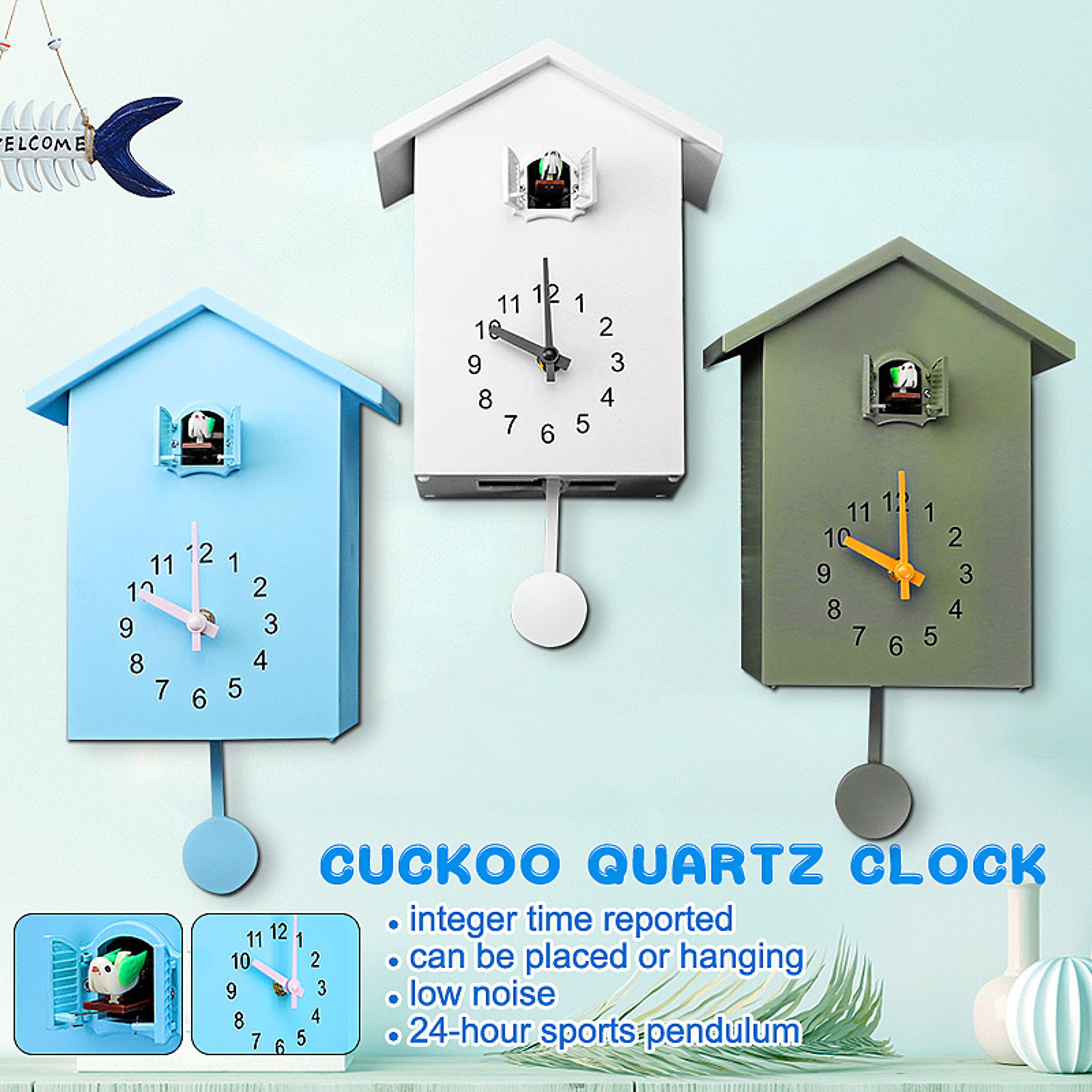 Cuckoo Wall Clock, Integer Time Reported, Low Noise Sports Pendulum Wall Art Home Decor – view 4