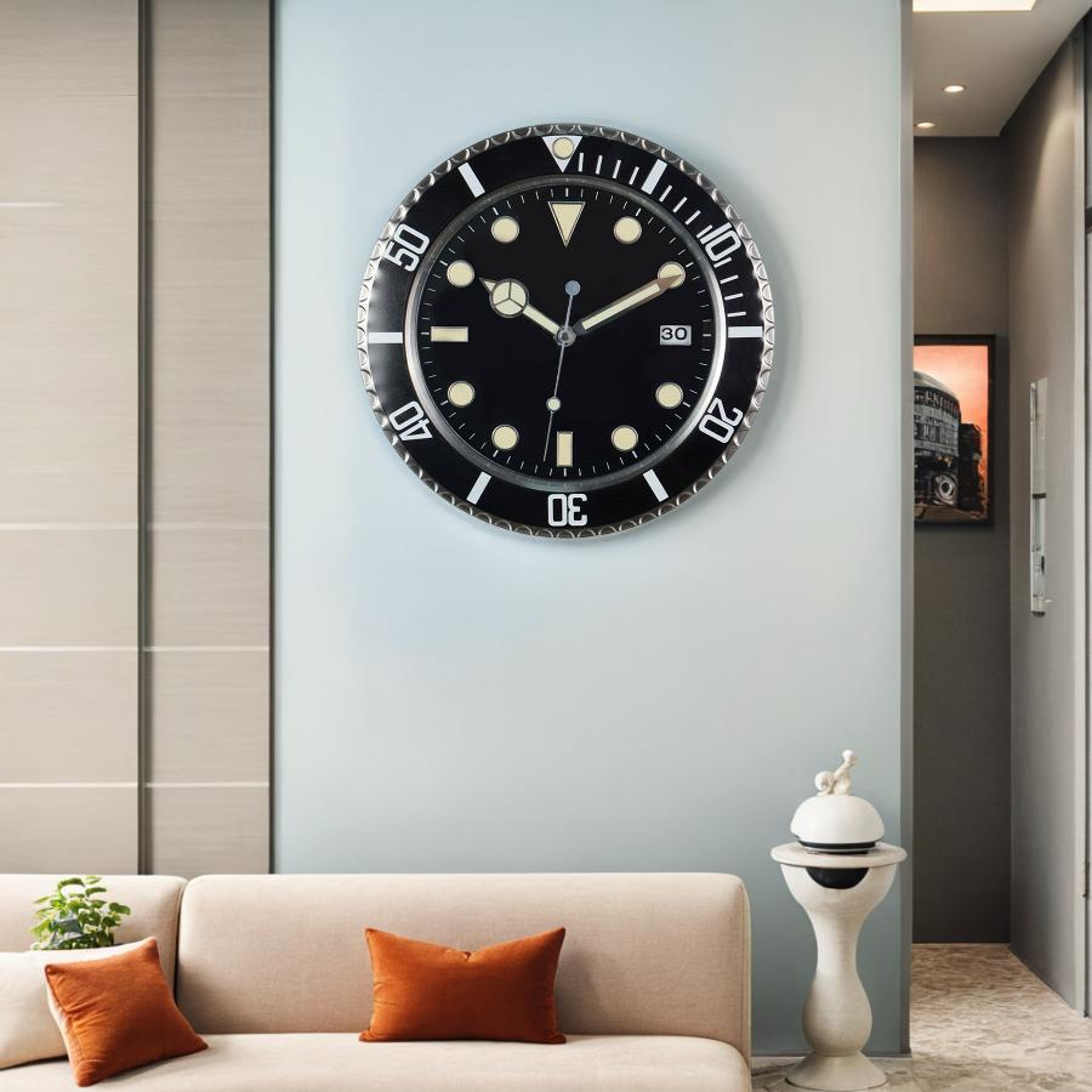European Style Minimalist Quartz Clock, Metal Modern Luminous Wall Clock, Living Room Decoration Creative – view 6