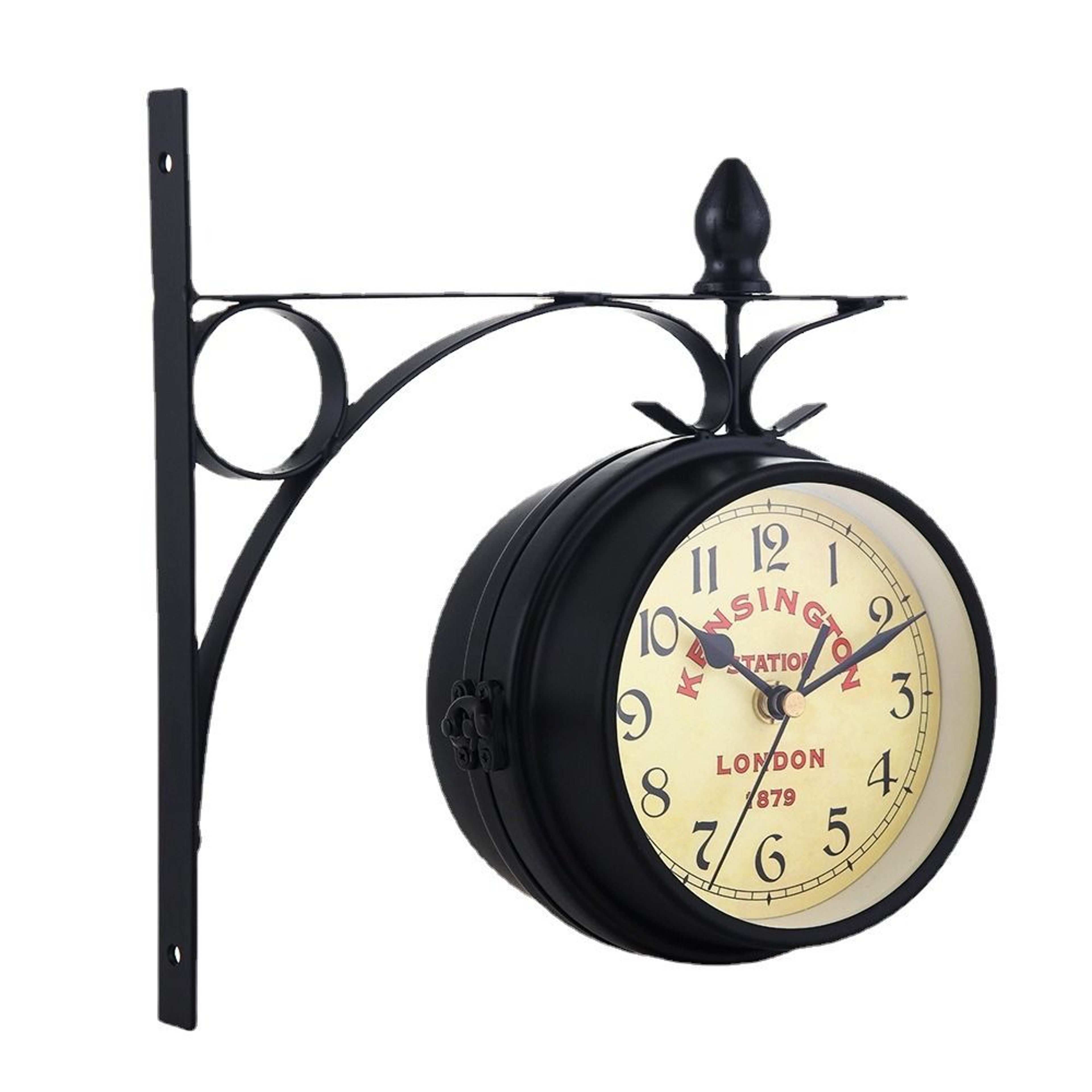 Double Sided Wall Clock High Quality Durable Retro Metal Clock Home Decor Garden Decoration Train S 2