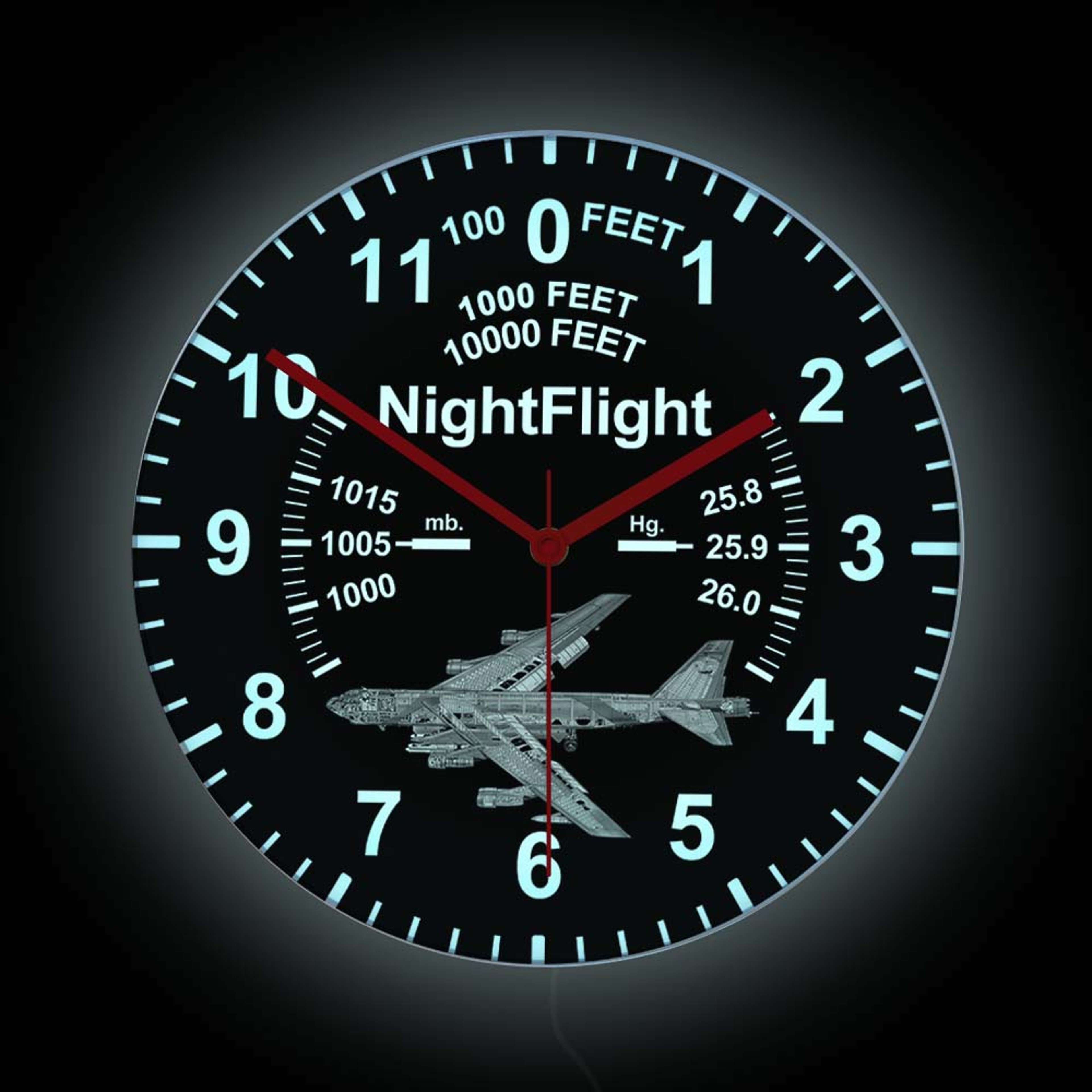 Stratofortress Airplane Neon Sign Pilot Wall Clock Air Force LED Nightlight Strategic Bomber Aviati 0