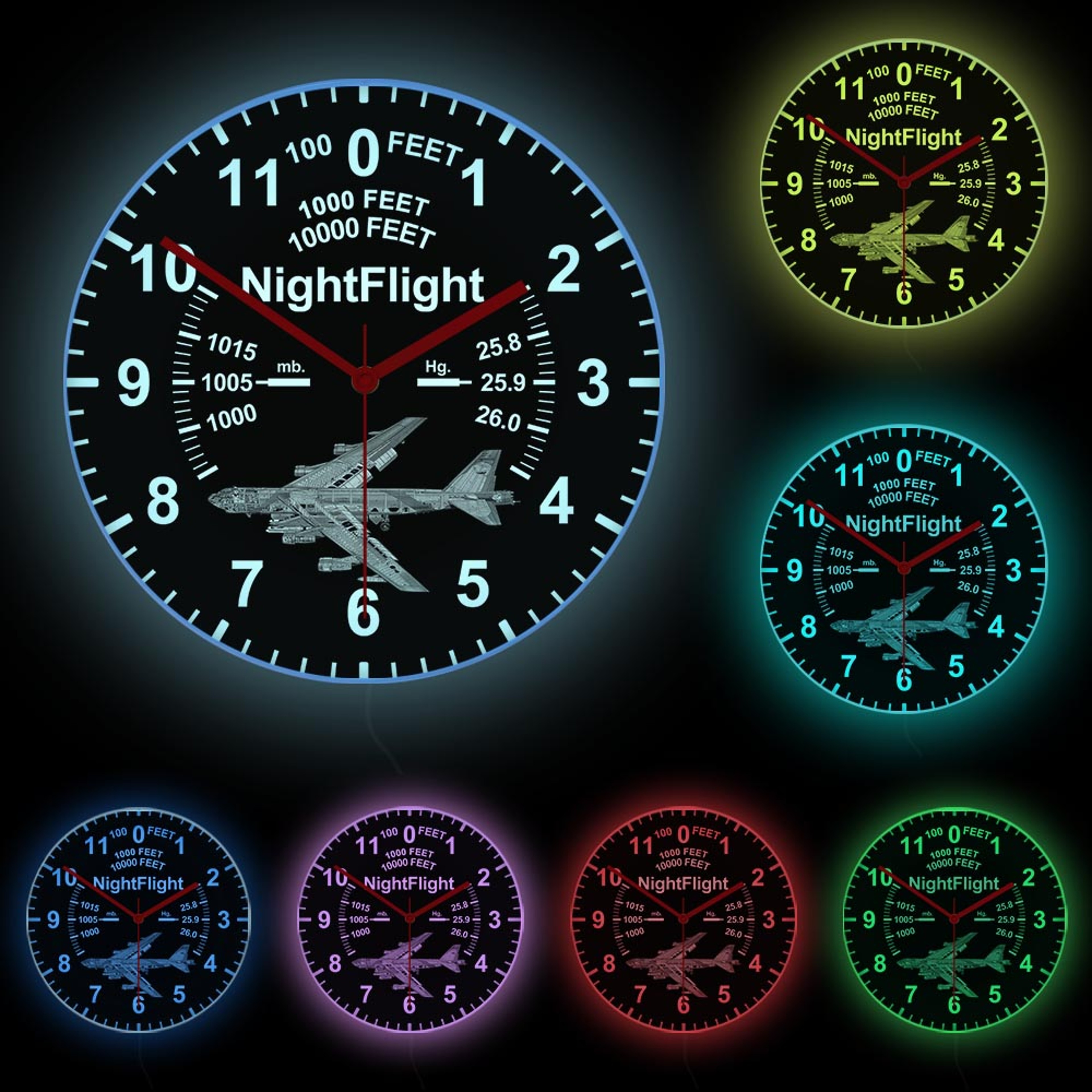 Stratofortress Airplane Neon Sign Pilot Wall Clock Air Force LED Nightlight Strategic Bomber Aviati 4