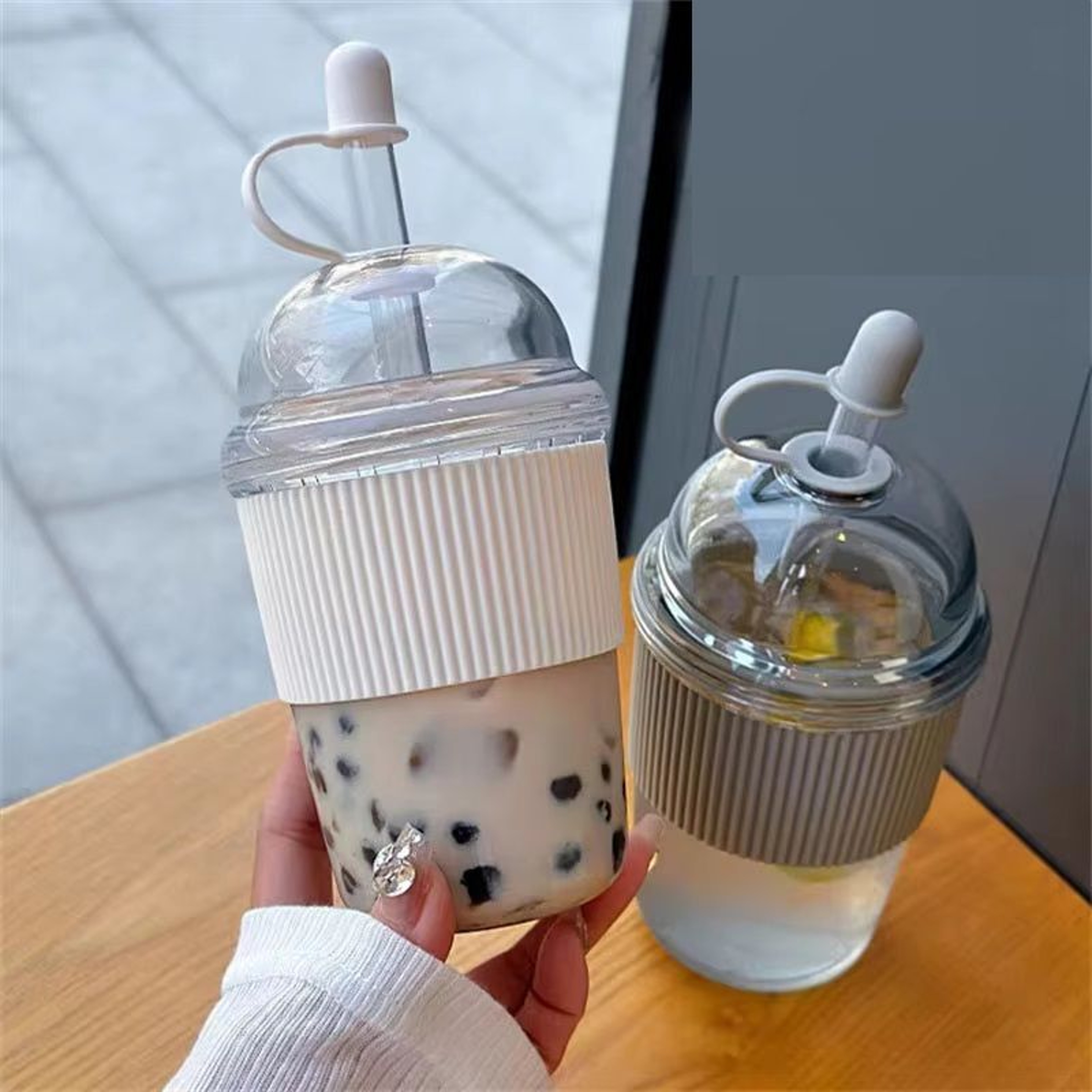 Straw Cup With Lid Bubble Boba Tea Cups Large Capacity Tea Coffee Milk Cup Ins Style Water Bottles  0