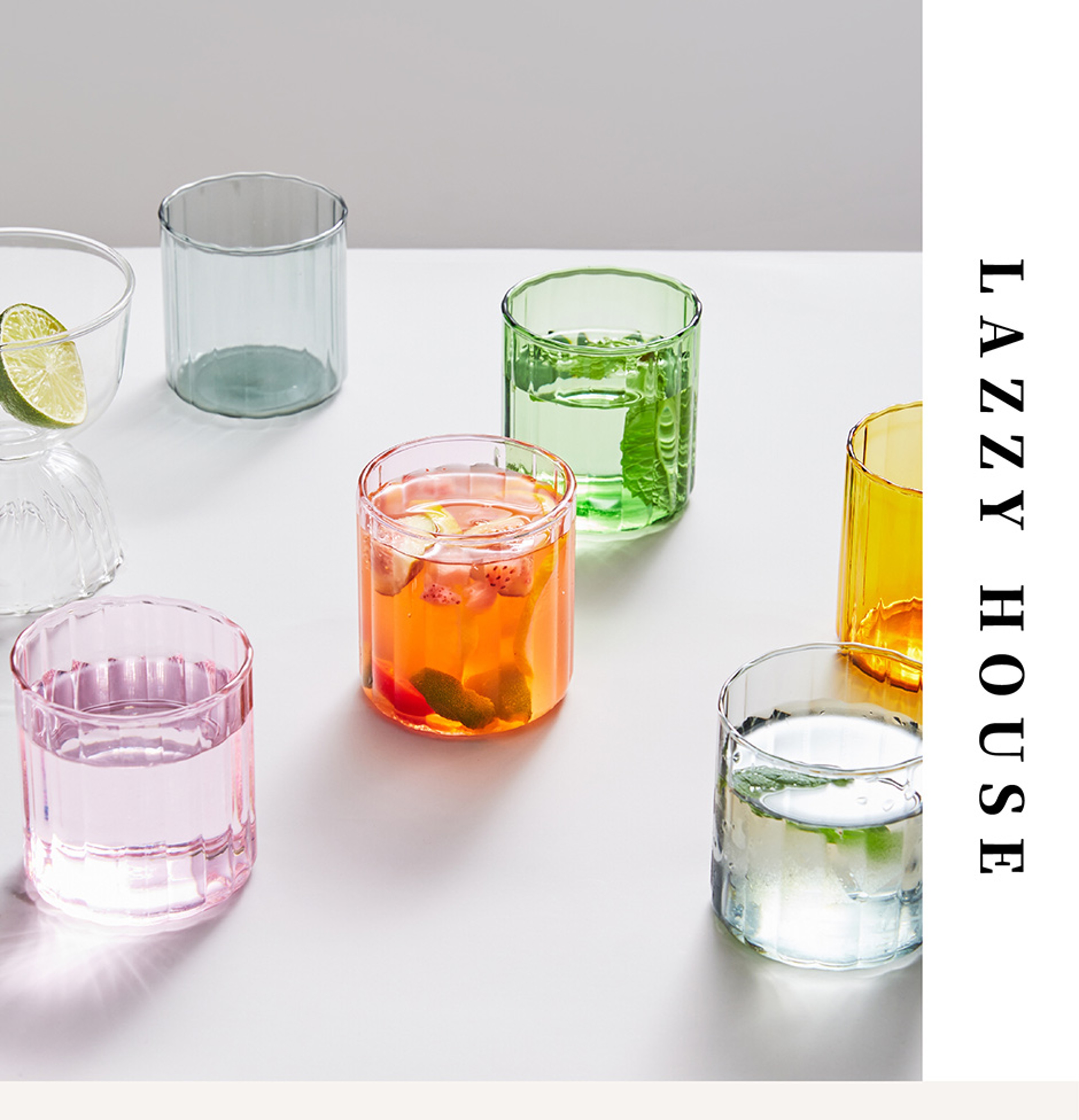Glass Cups, Heat Resistant Glass Cup Brewing Mugs, Stripe Glass Tea, Office Juice Coffee, Milk Mug Family Cups – view 1