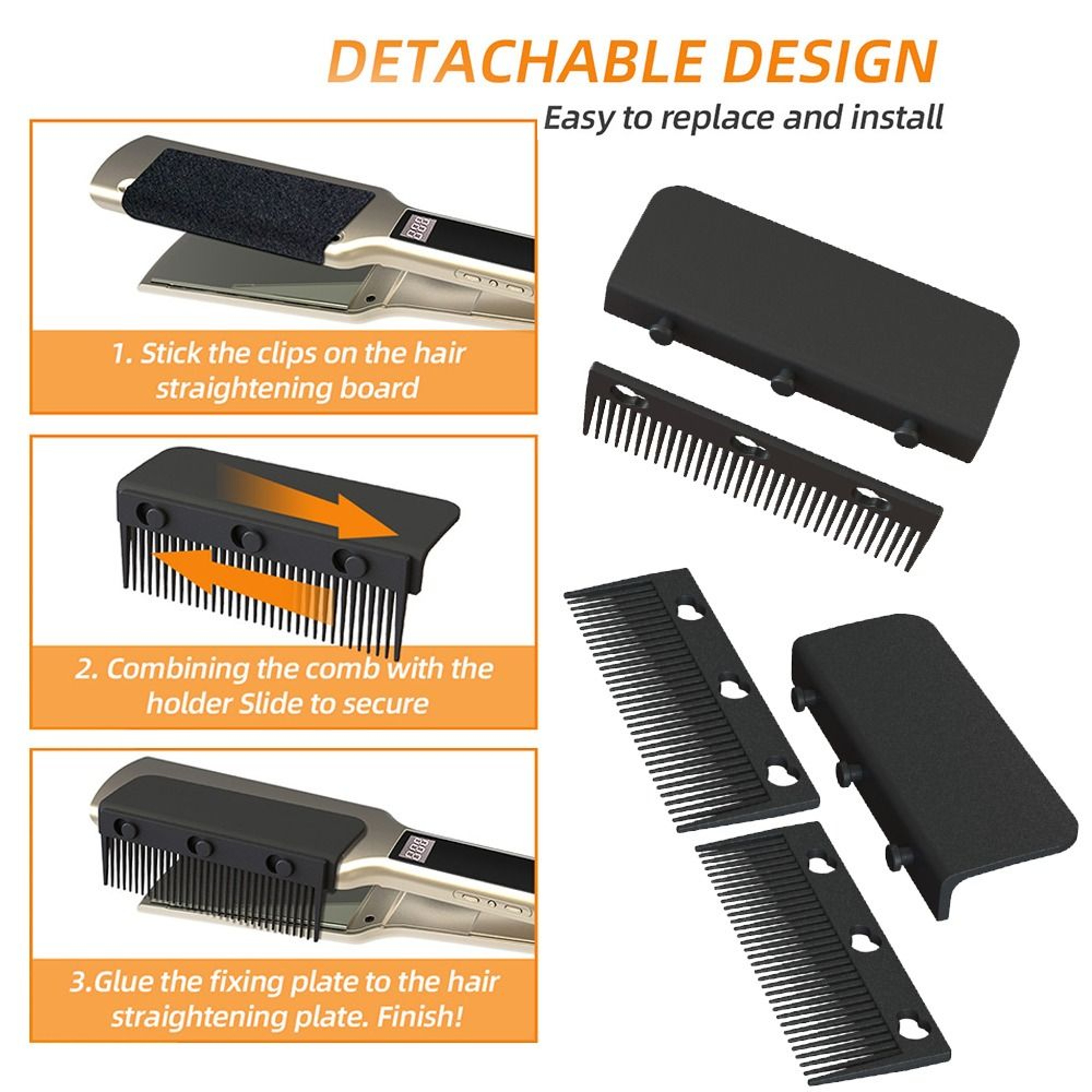 Flat Iron Comb Attachment Hair Straightener Comb Reusable Grip Comb Clip On Disassemble Washable Ni 4