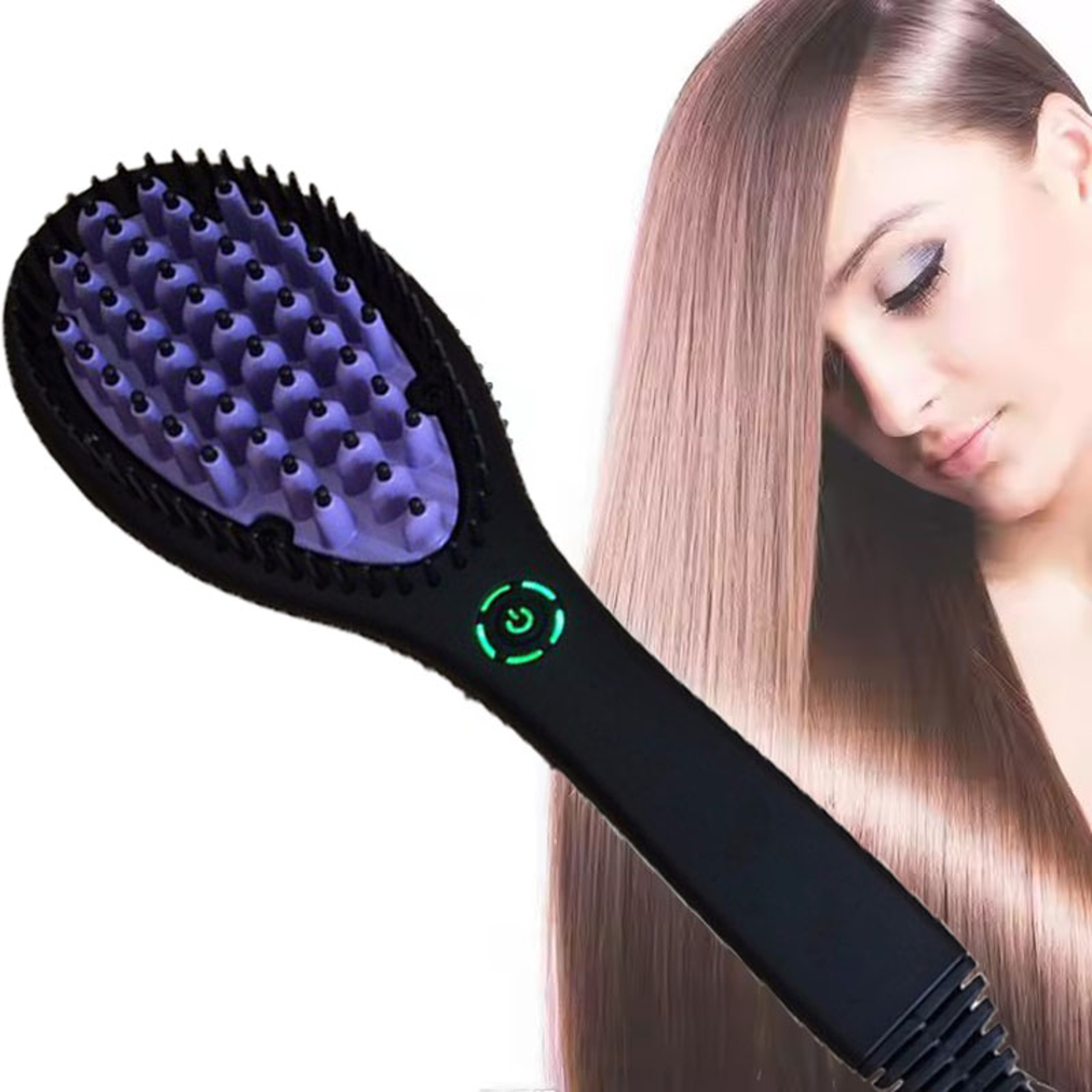 Hair Straightener Brush, Ceramic Fast Straightening, Hot Comb Styling Tool Womens Smoothing Brush Curling Iron – view 1