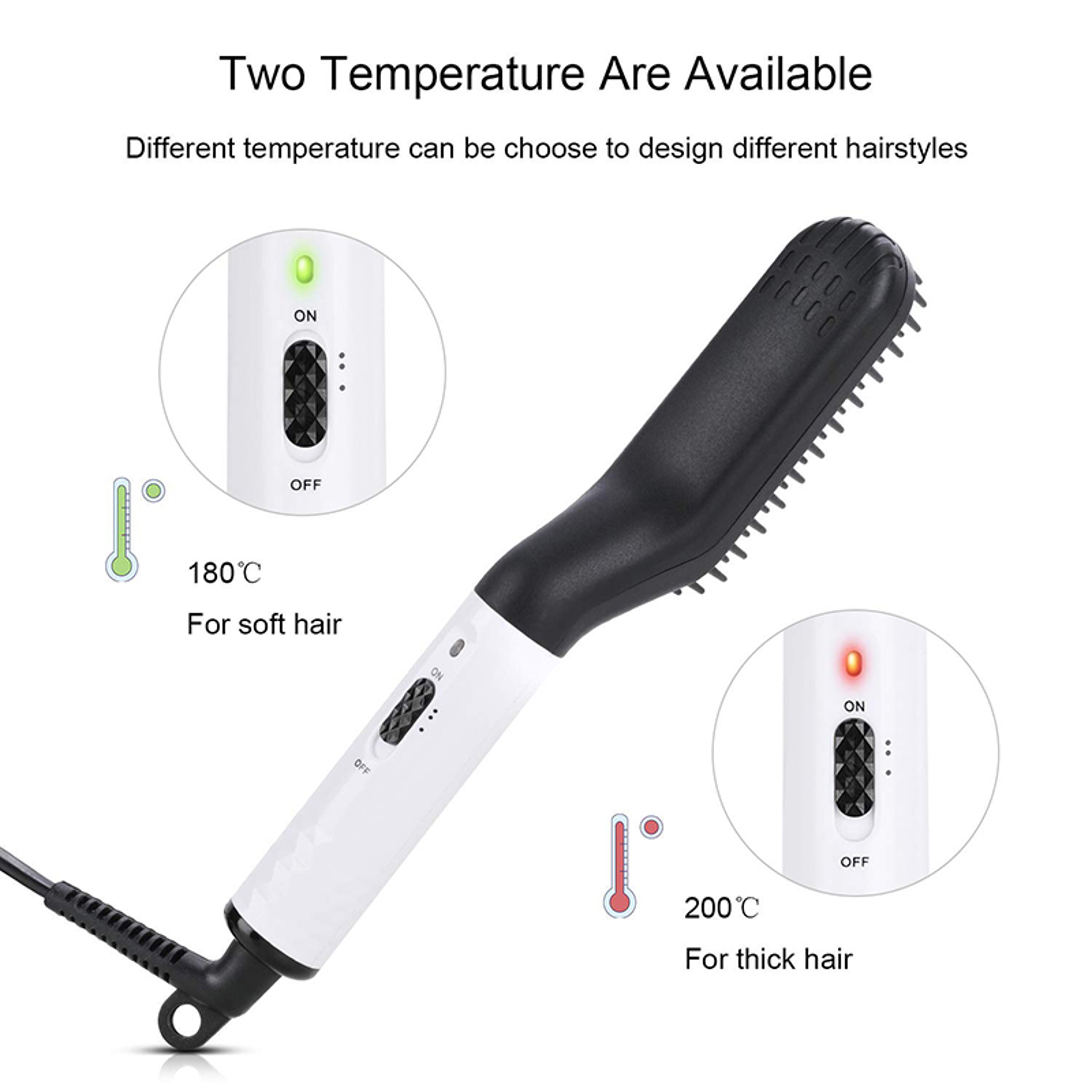 Electric Beard Comb, Beard Curly Straight Hair Brush Mens Styling, Straightener Comb Hair Straightening Curling Iron – view 4