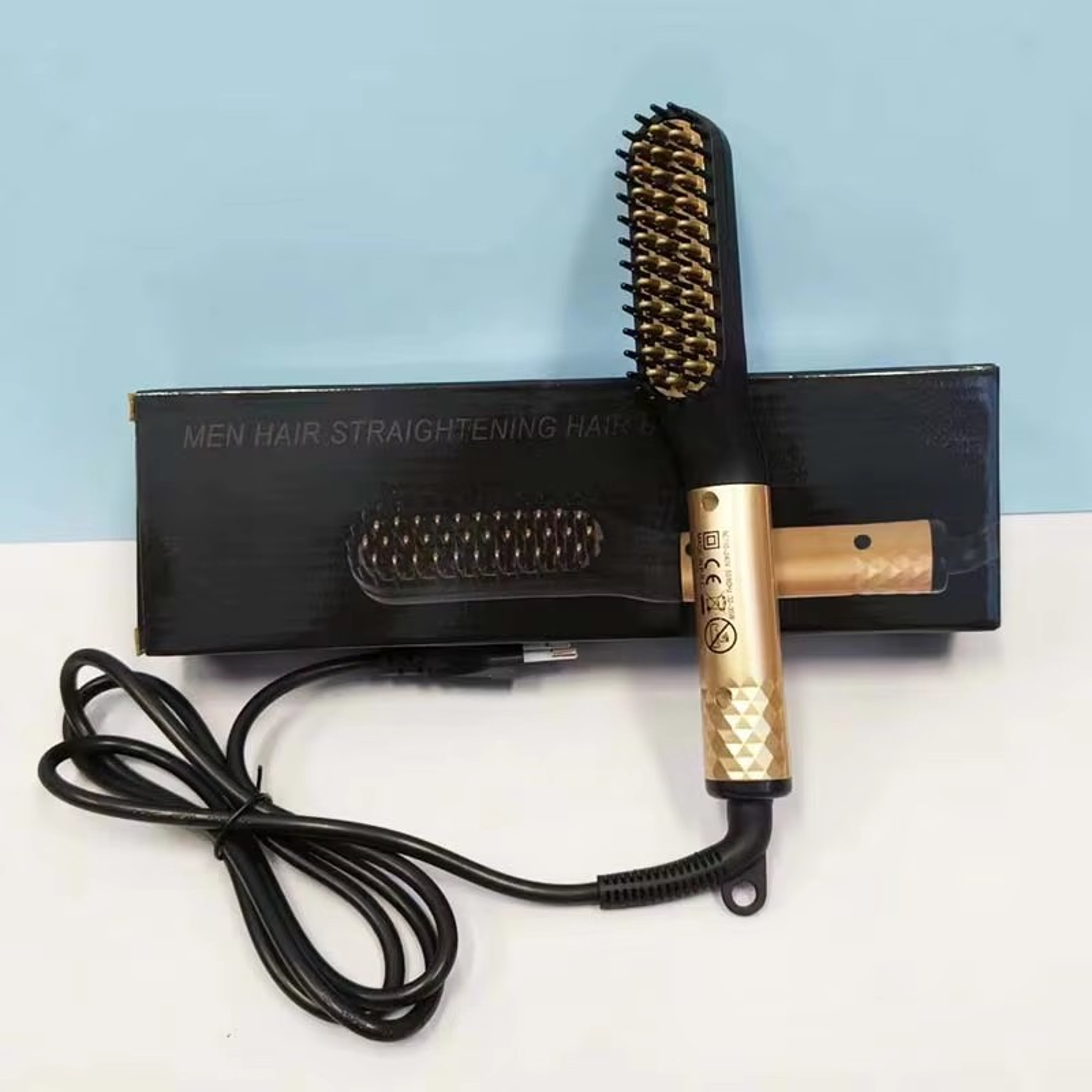 Electric Beard Comb, Beard Curly Straight Hair Brush Mens Styling, Straightener Comb Hair Straightening Curling Iron – view 7