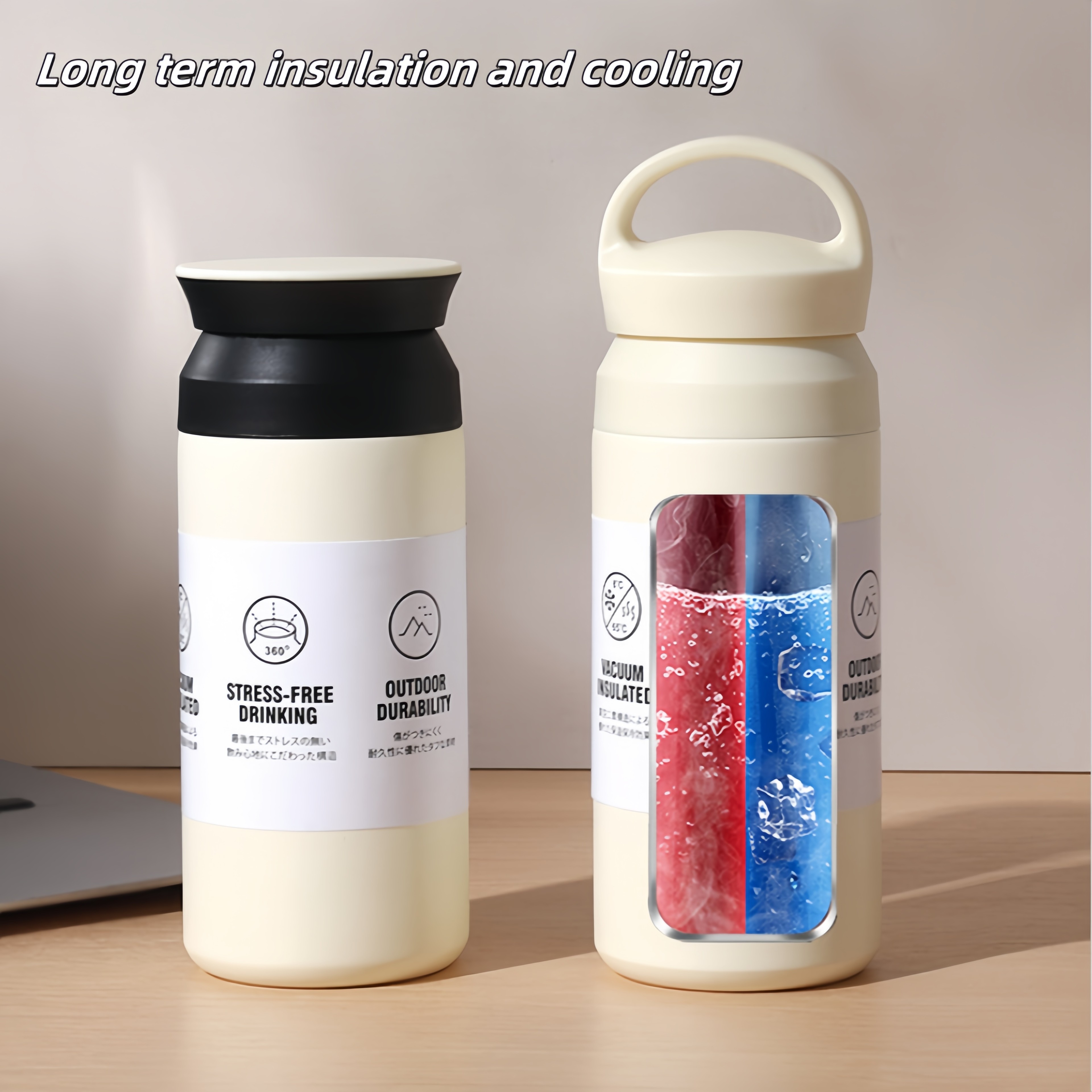 Stainless Steel Insulated Water Bottle, Thermal Tumbler Coffee Mug, Vacuum Flask Portable Hot Cold Cup – view 4