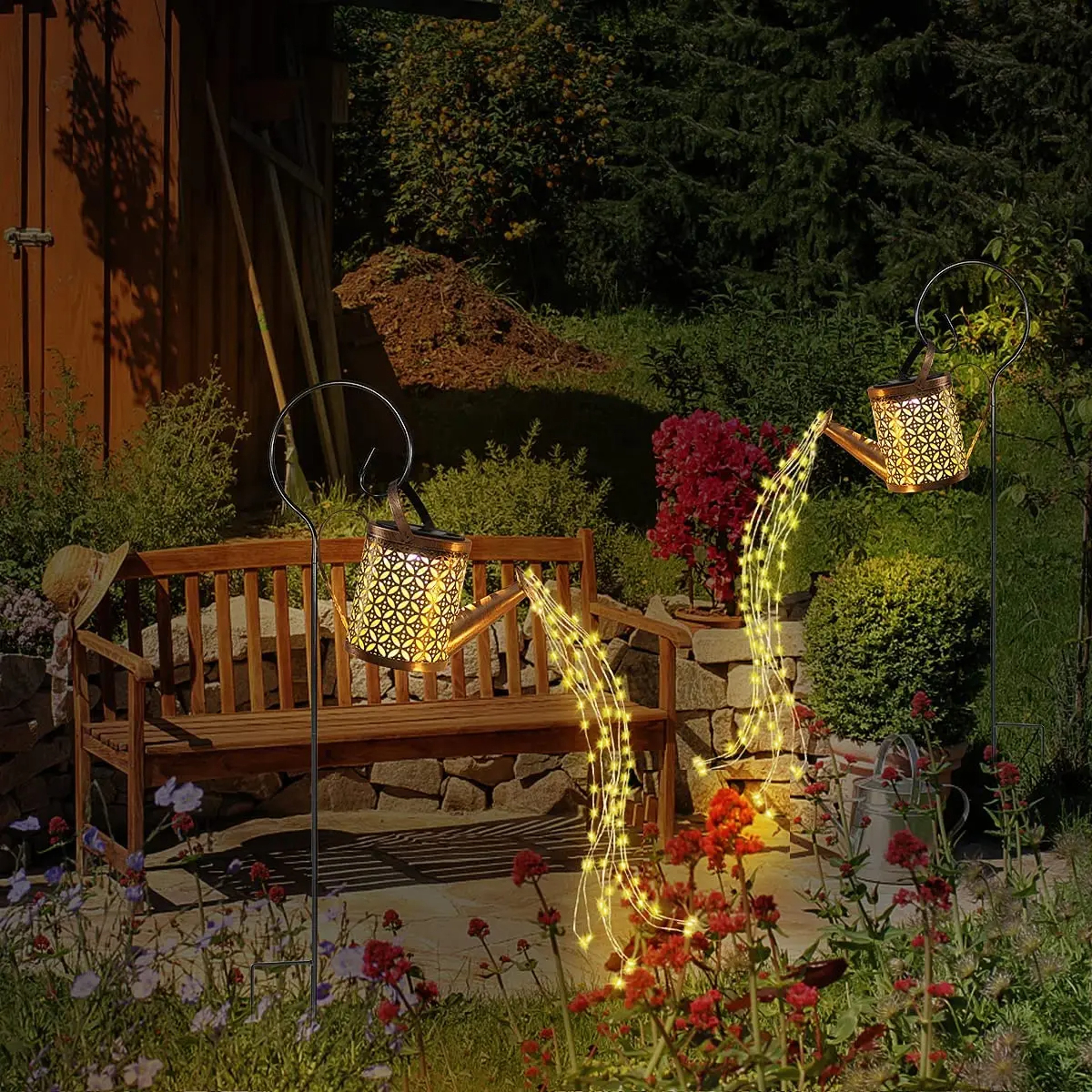 Outdoor Solar Watering Can Light Waterproof Hanging Garden Lantern Solar Garden Light 0