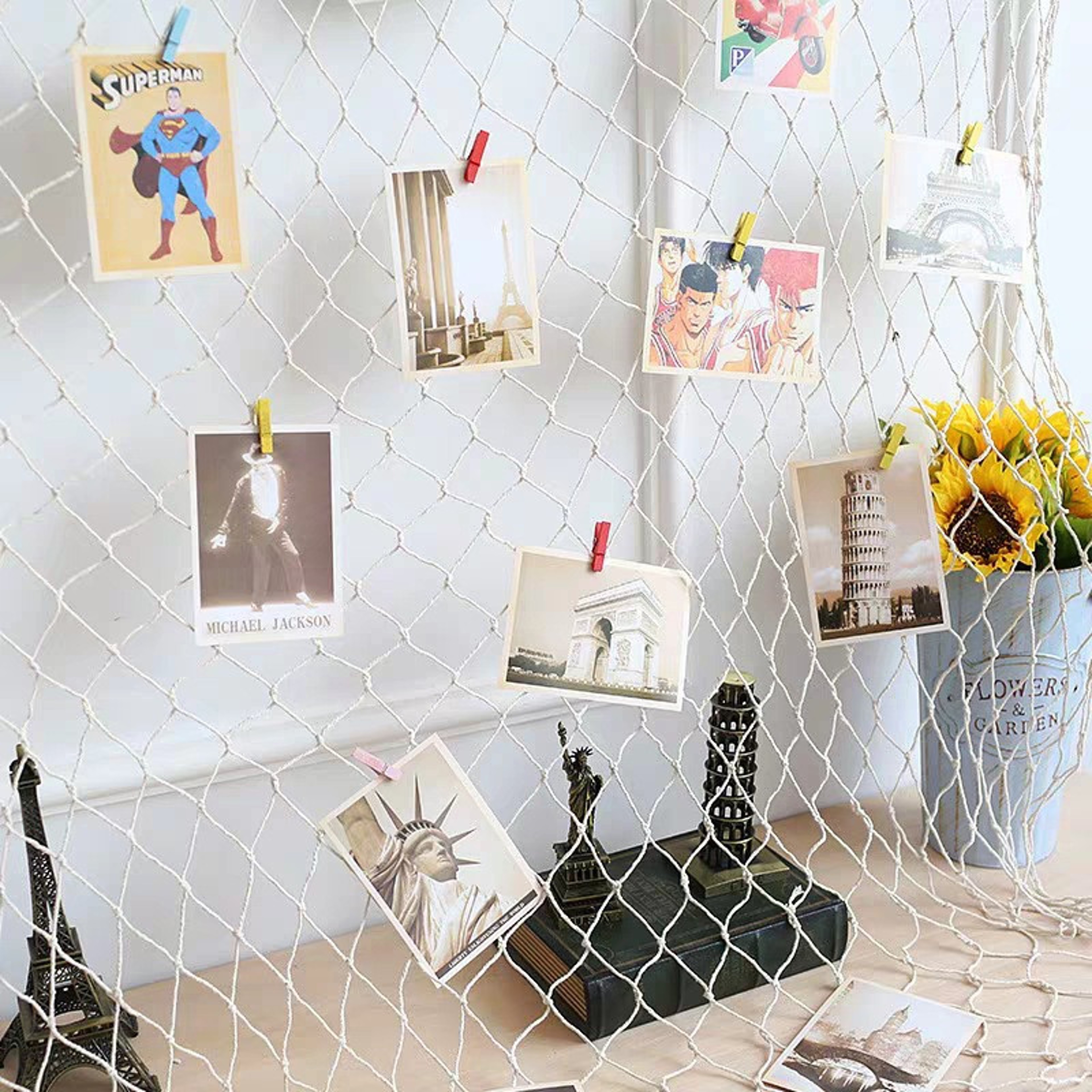 Fishing Net Wall Hanging, Nautical Marine Home Decoration, Mediterranean Sea Studio Prop – view 5