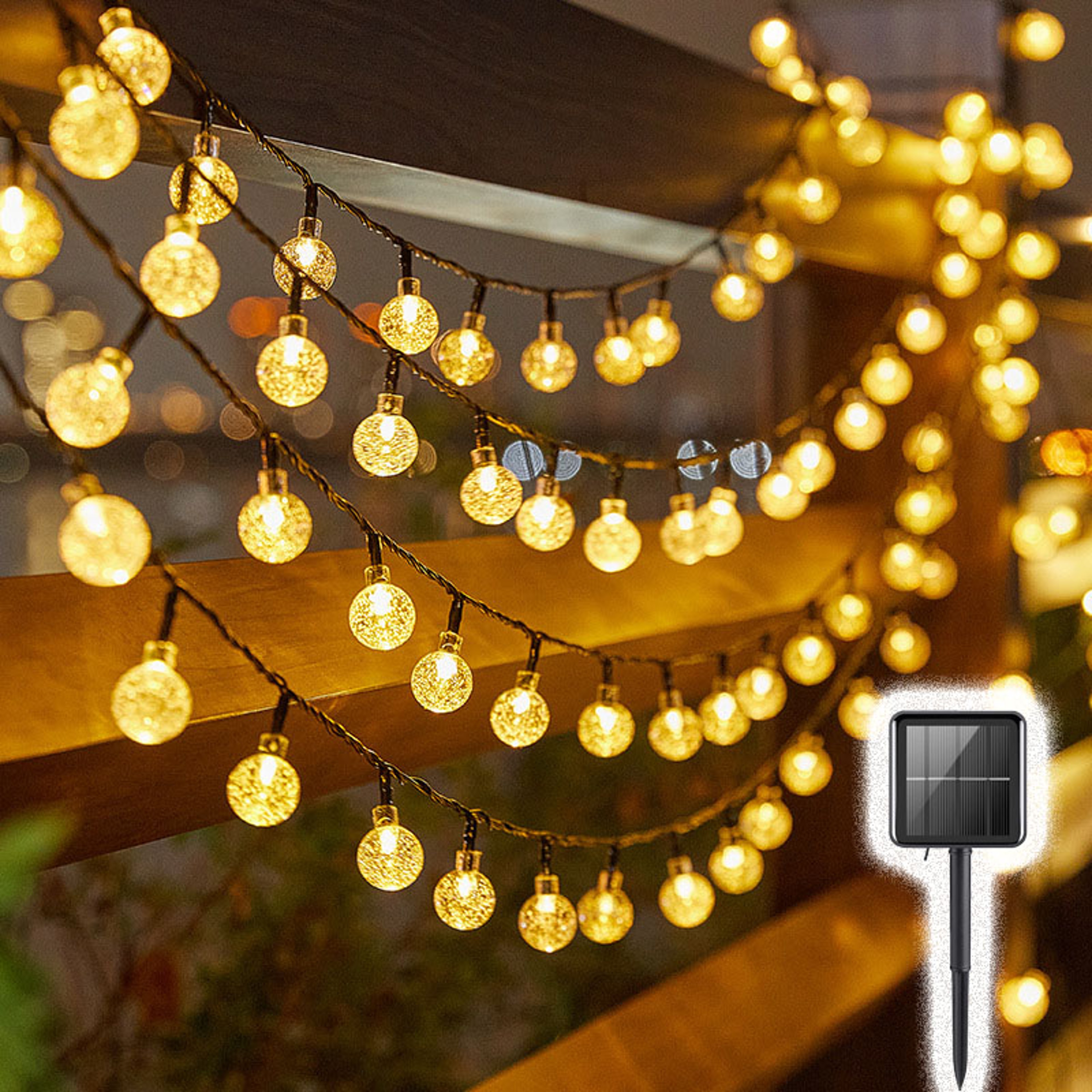 Solar Waterproof Bubble Ball String Lights, Outdoor Orb Water Drop Lamps for Patio, Christmas Holiday Party – view 1
