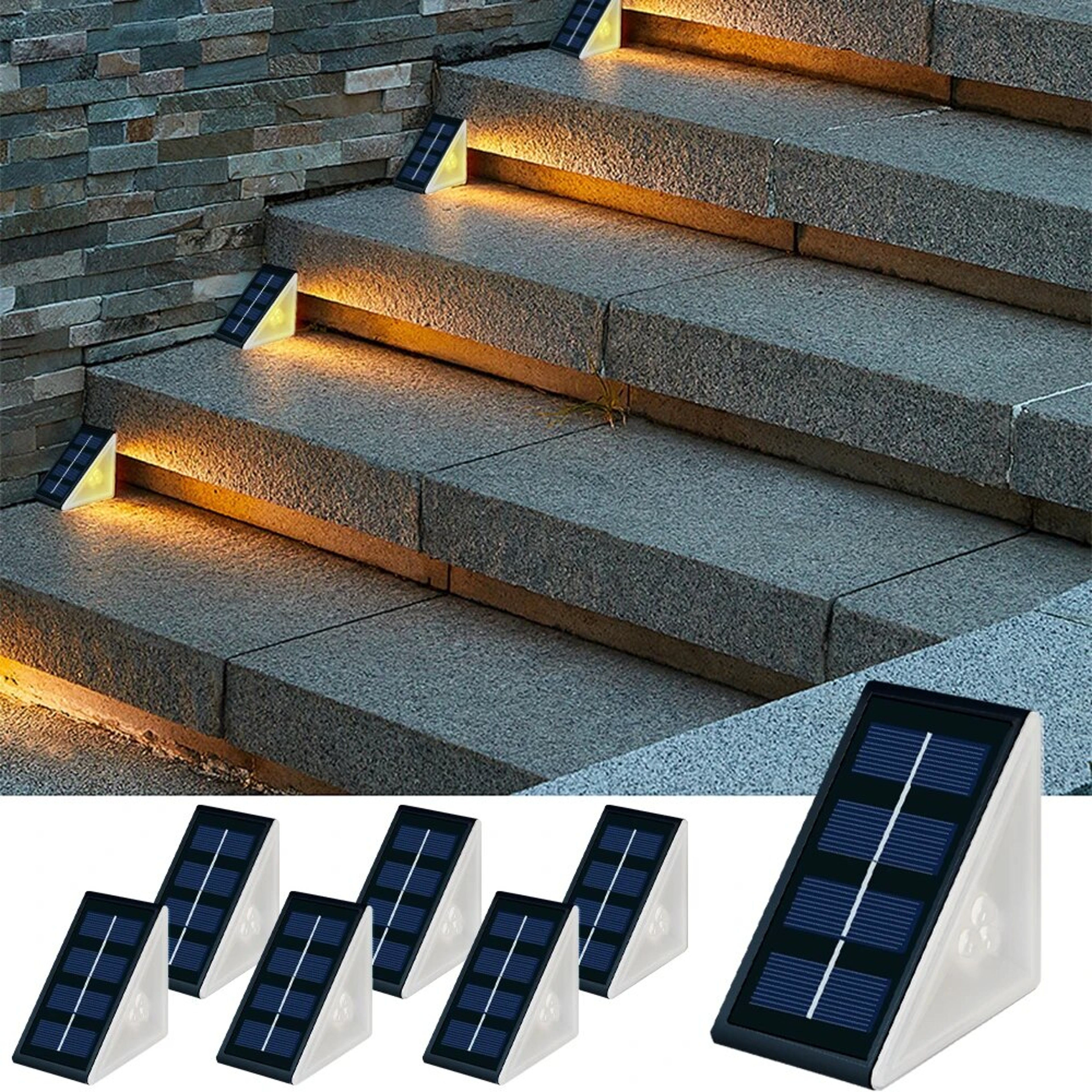 Outdoor Solar Step Lights, Waterproof, Warm White RGB, Auto On Patio Yard Driveway Porch Lighting – view 1