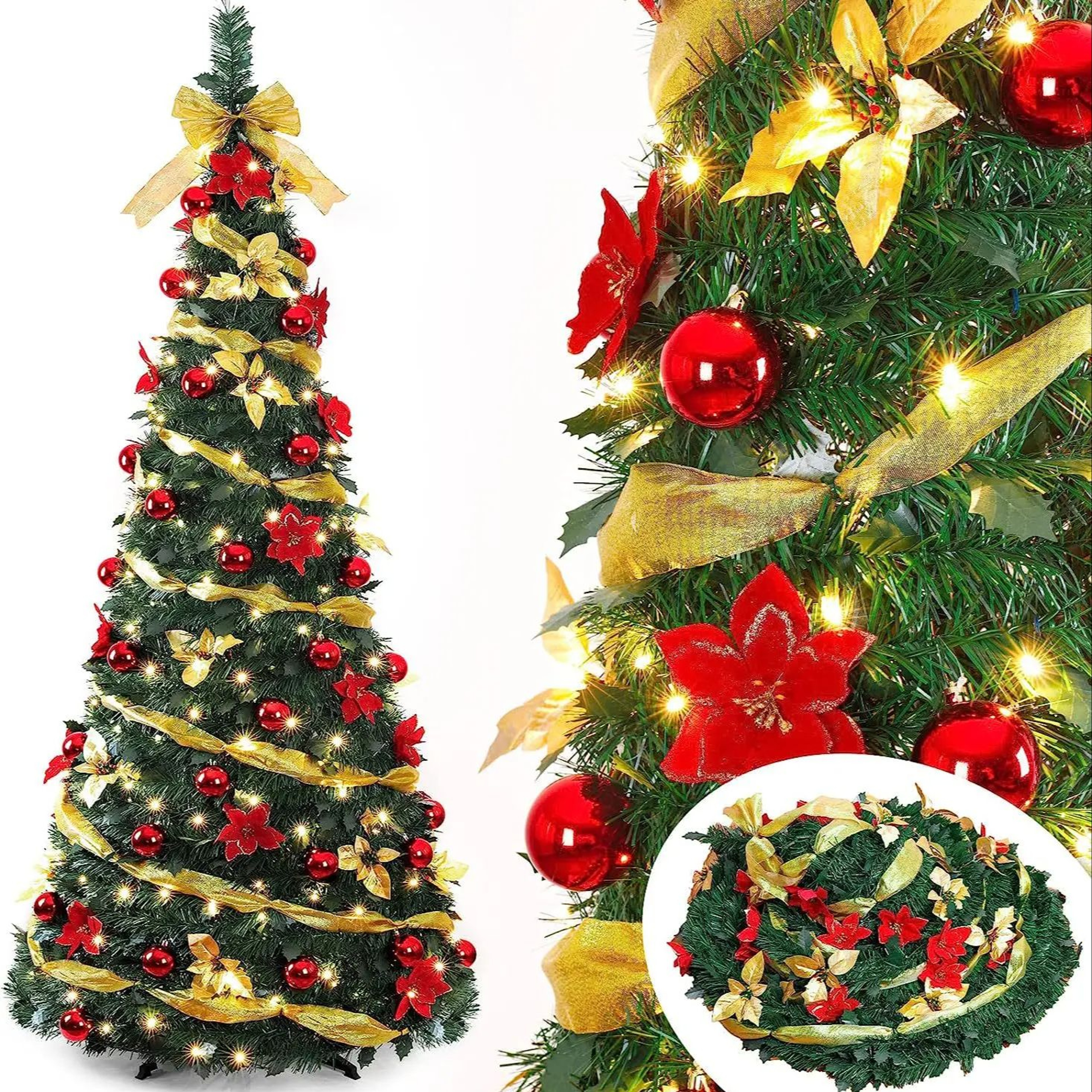 Foldable Pre Decorated Christmas Tree PopUp Festive Portable Christmas Tree Decoration Home Decor 7