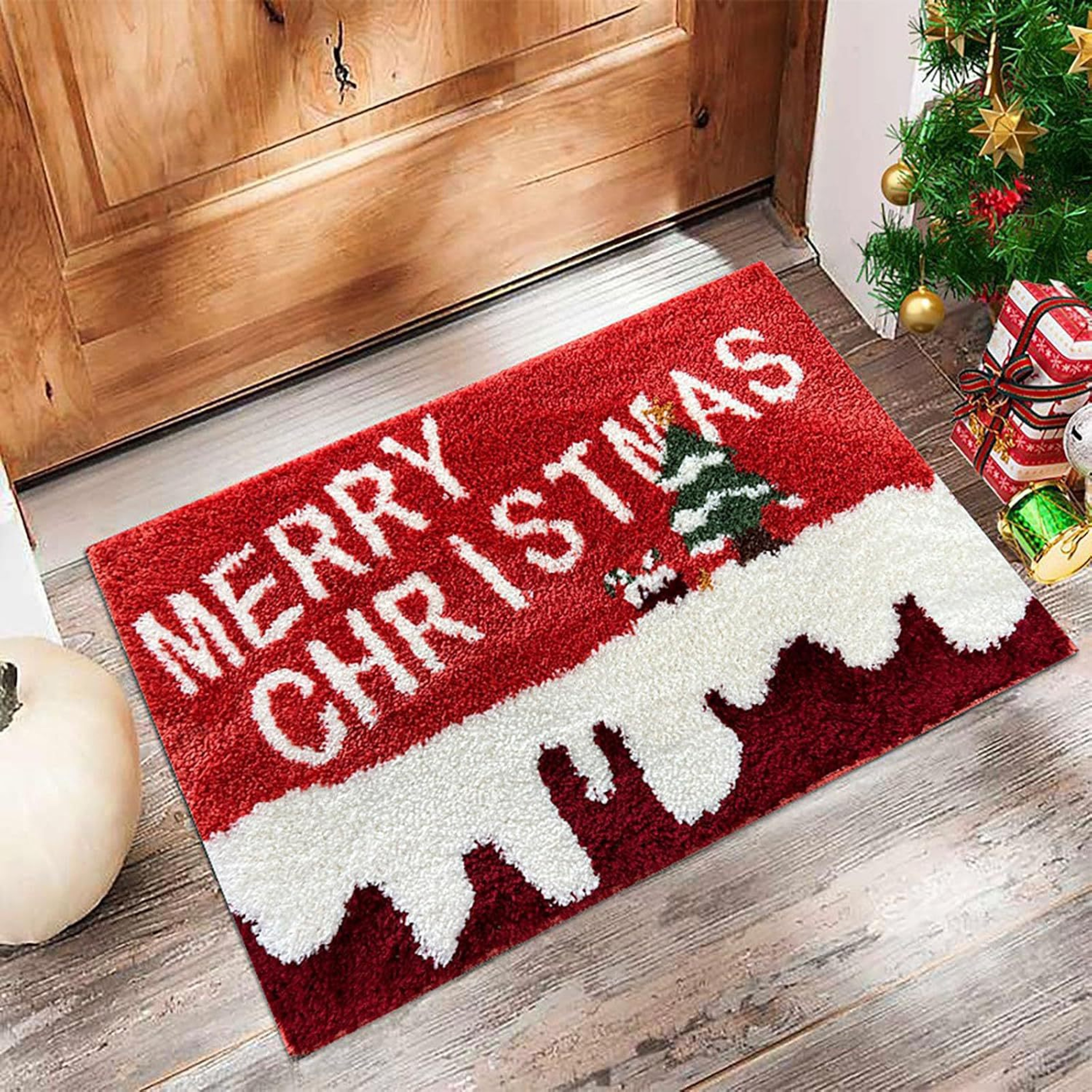 Christmas Door Mat Red Santa Claus Gingerbread Man Carpet New Year 5