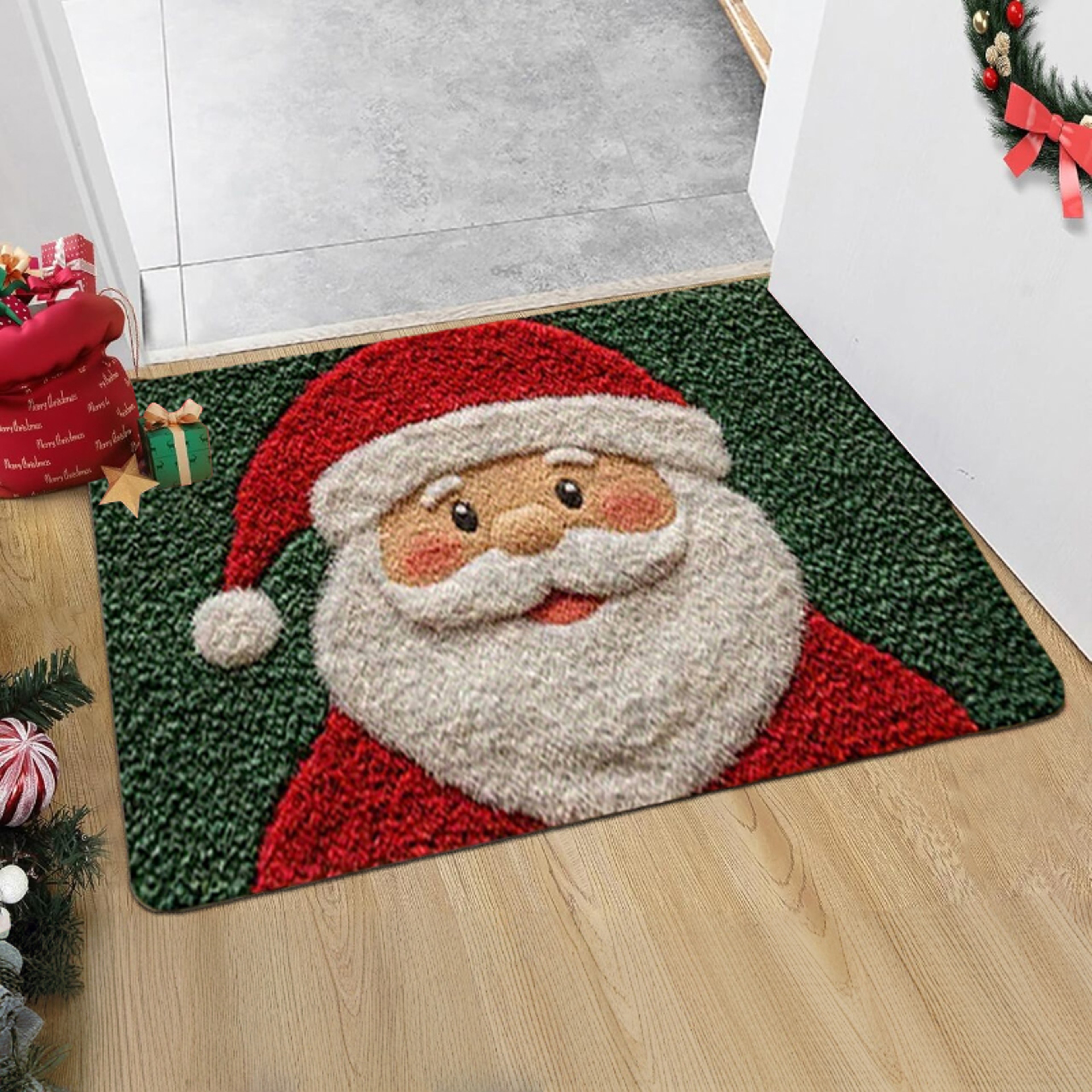 Christmas Door Mat Red Santa Claus Gingerbread Man Carpet New Year 0