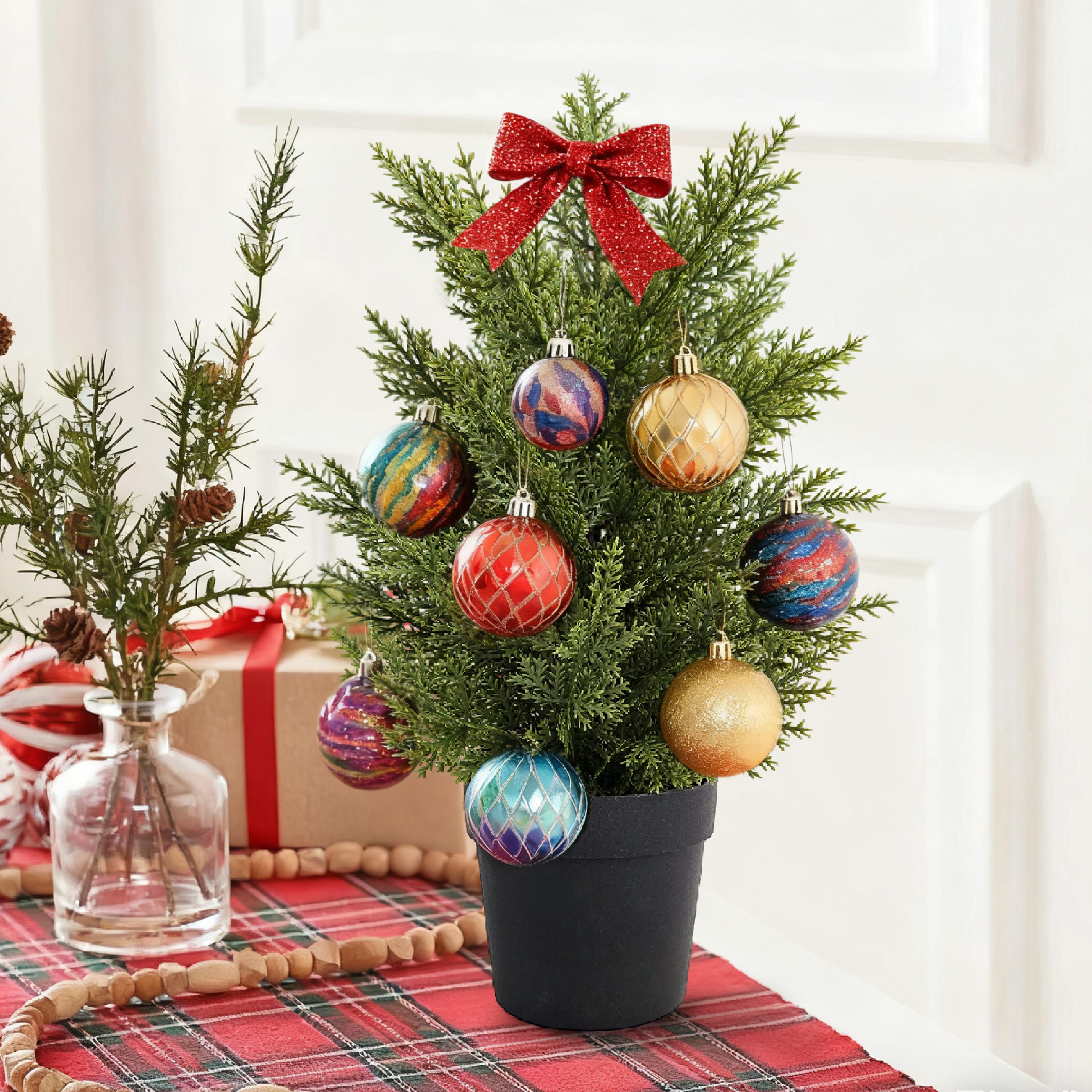 Artificial Christmas Tree Green Potted Plants DIY Room Decor 3