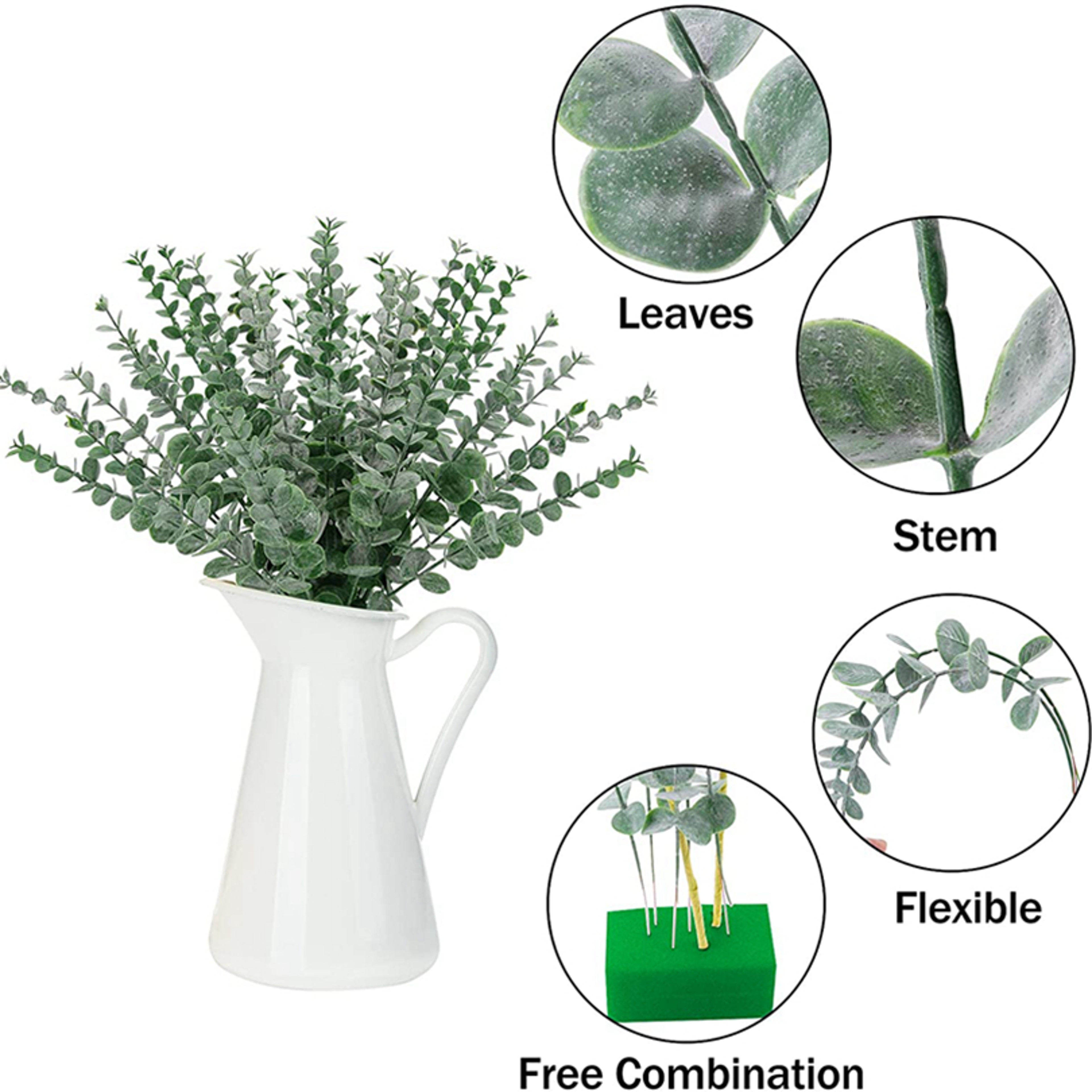 Artificial Plants Eucalyptus, Leaves for Christmas Home Wedding, Wall Wreaths Decoration DIY Gift – view 2