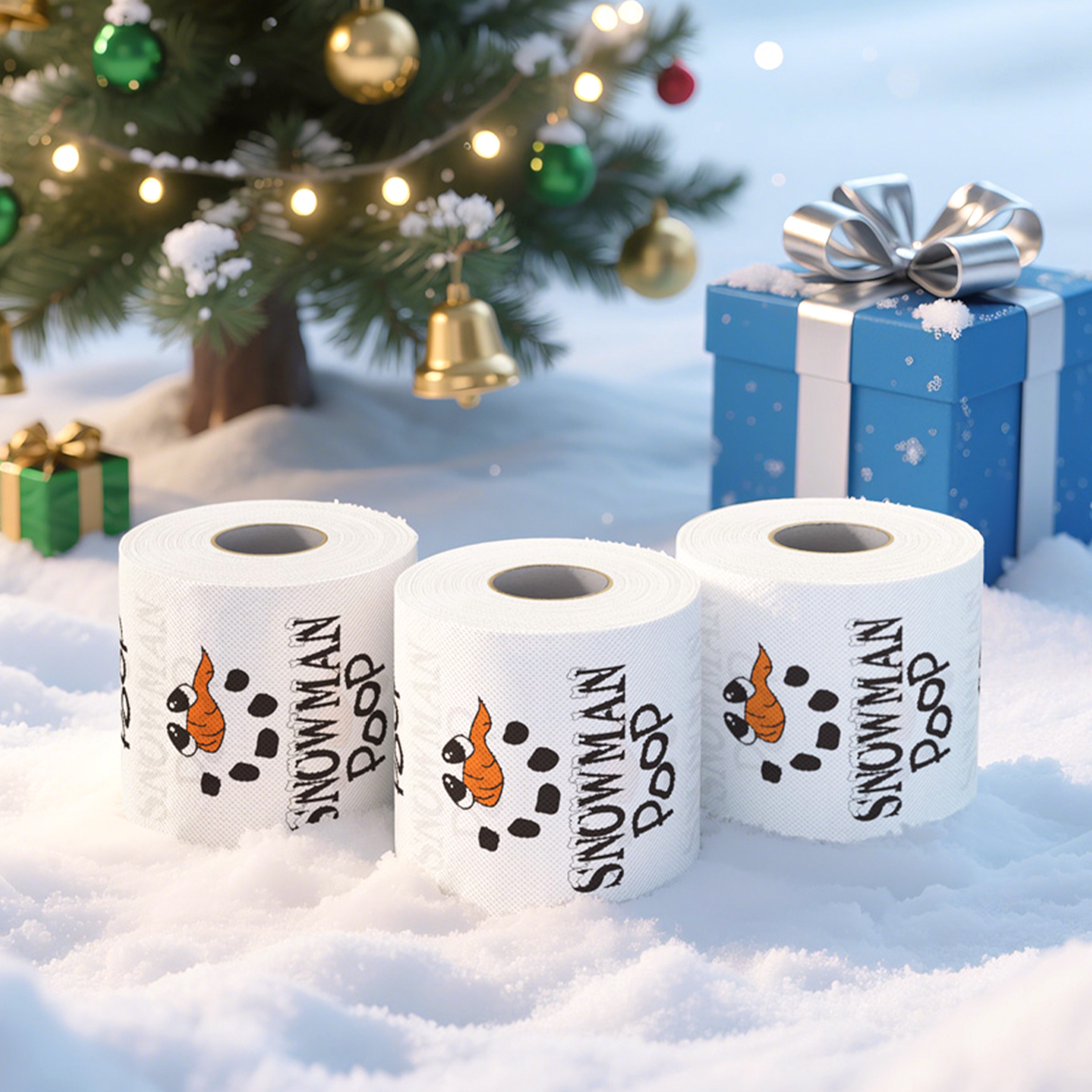 Christmas Toilet Roll Paper, Happy New Year, Xmas Tissue Roll, Christmas Supplies, Napkin Kitchen Tool, Home Decoration – view 2