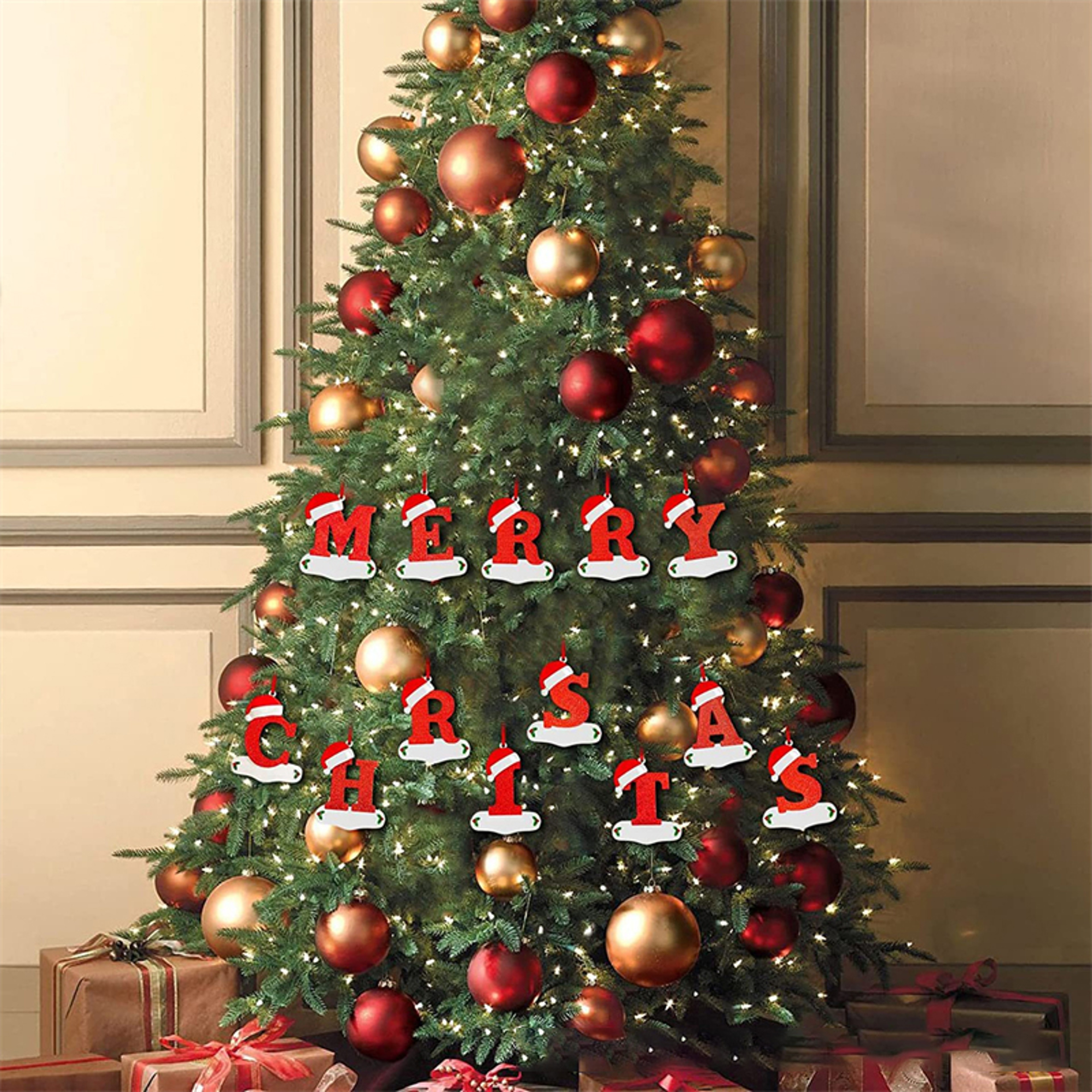 Christmas Tree Decoration Letter Pendant DIY Xmas Holiday Acrylic Ornament For Home Decor 2